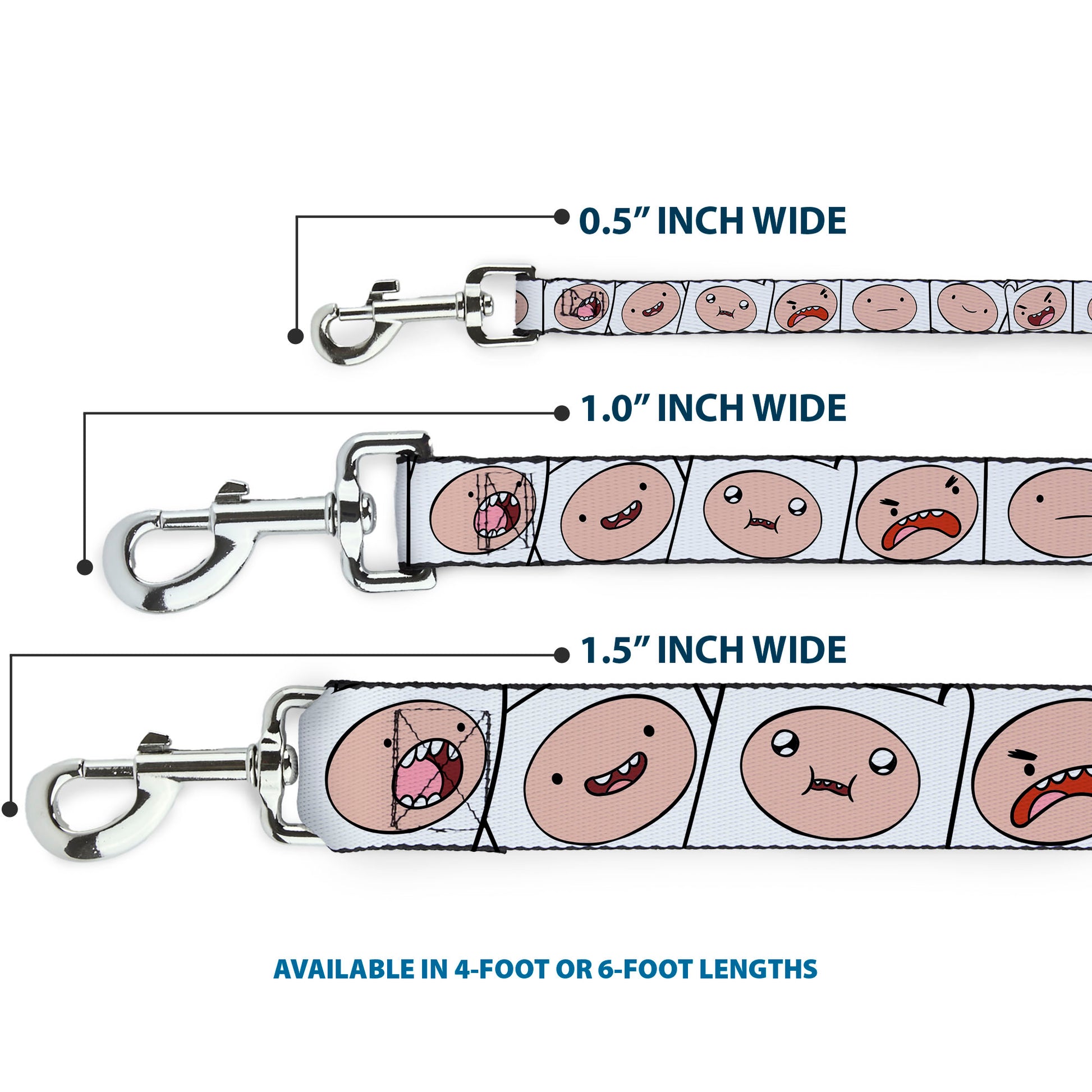 Dog Leash - Adventure Time Finn Expression Blocks White Dog Leashes Adventure Time