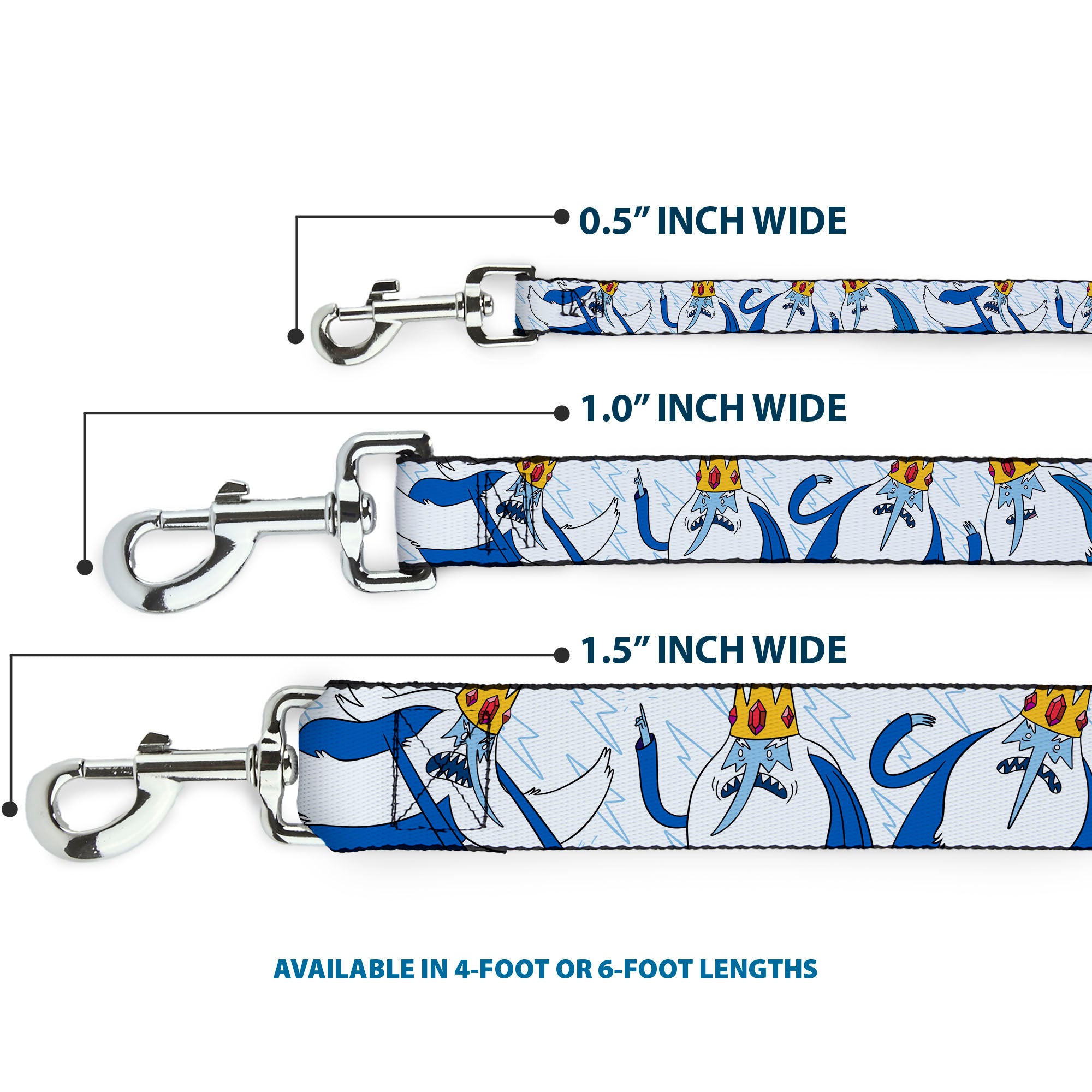 Dog Leash - Adventure Time Ice King Poses and Bolts White/Blue Dog Leashes Adventure Time