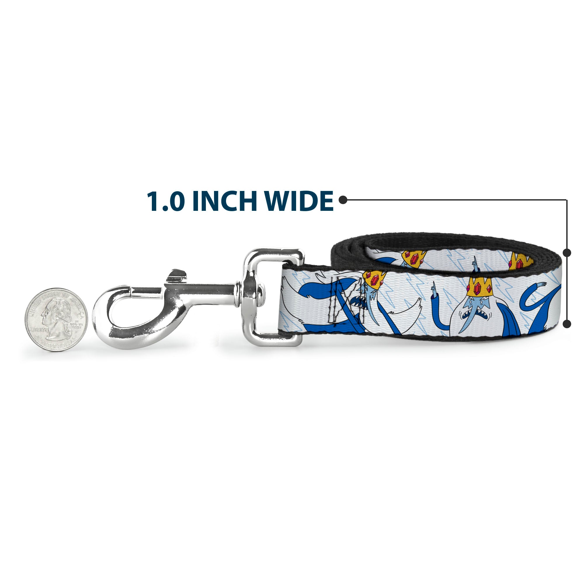 Dog Leash - Adventure Time Ice King Poses and Bolts White/Blue Dog Leashes Adventure Time