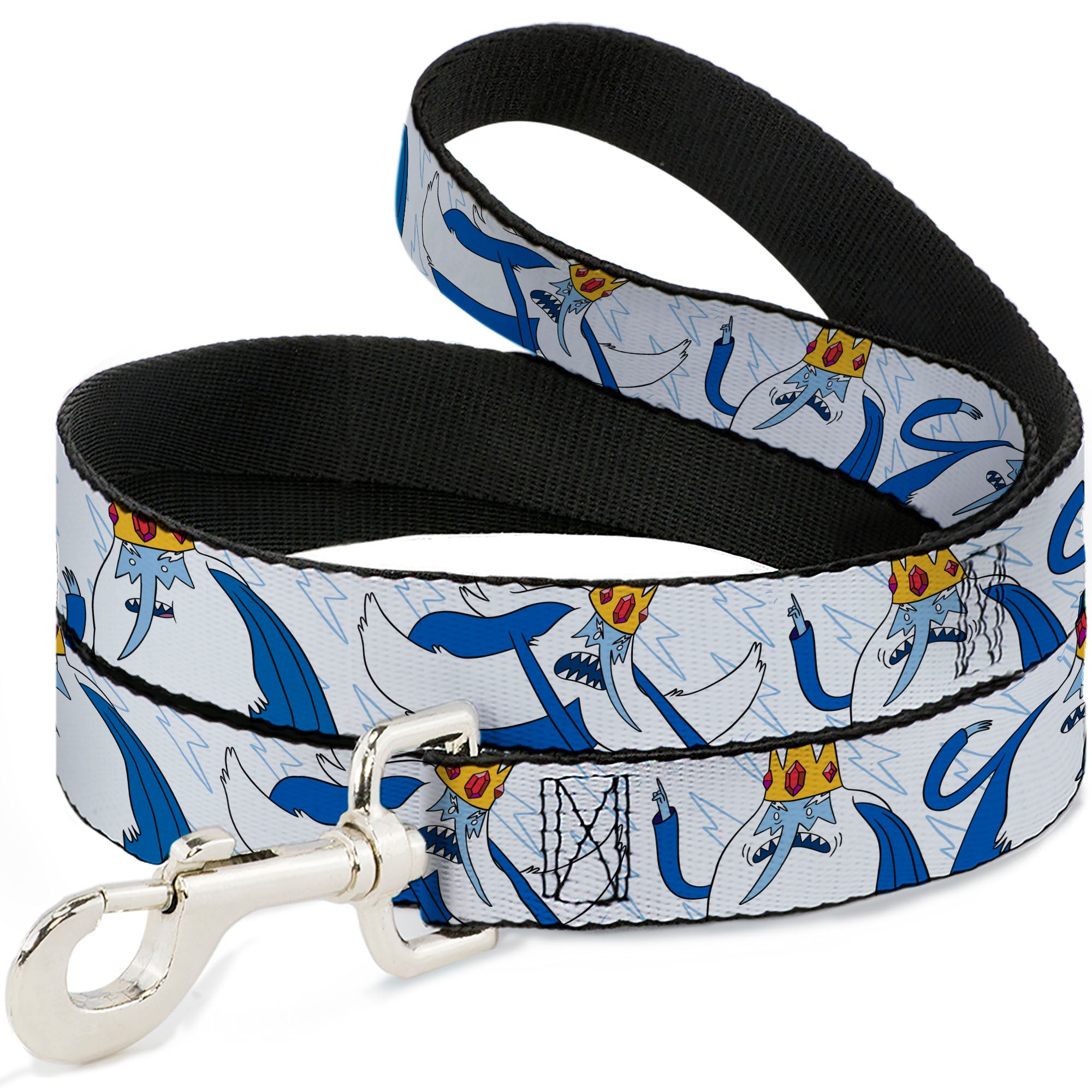 Dog Leash - Adventure Time Ice King Poses and Bolts White/Blue Dog Leashes Adventure Time