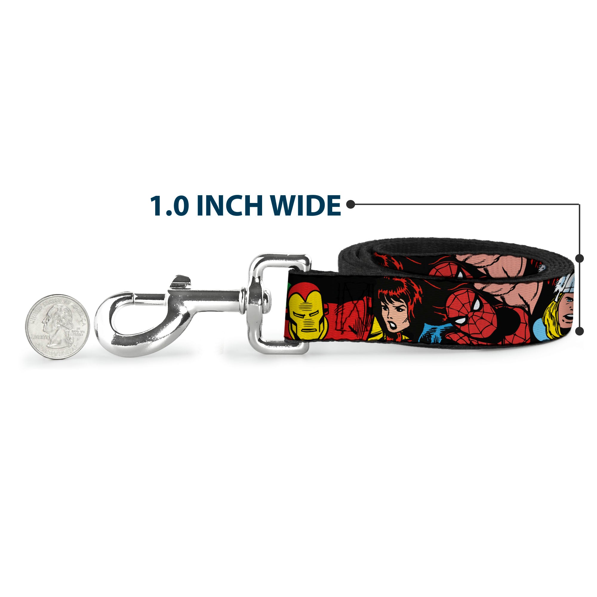 Dog Leash - 5-Marvel Characters Black Dog Leashes Marvel Comics