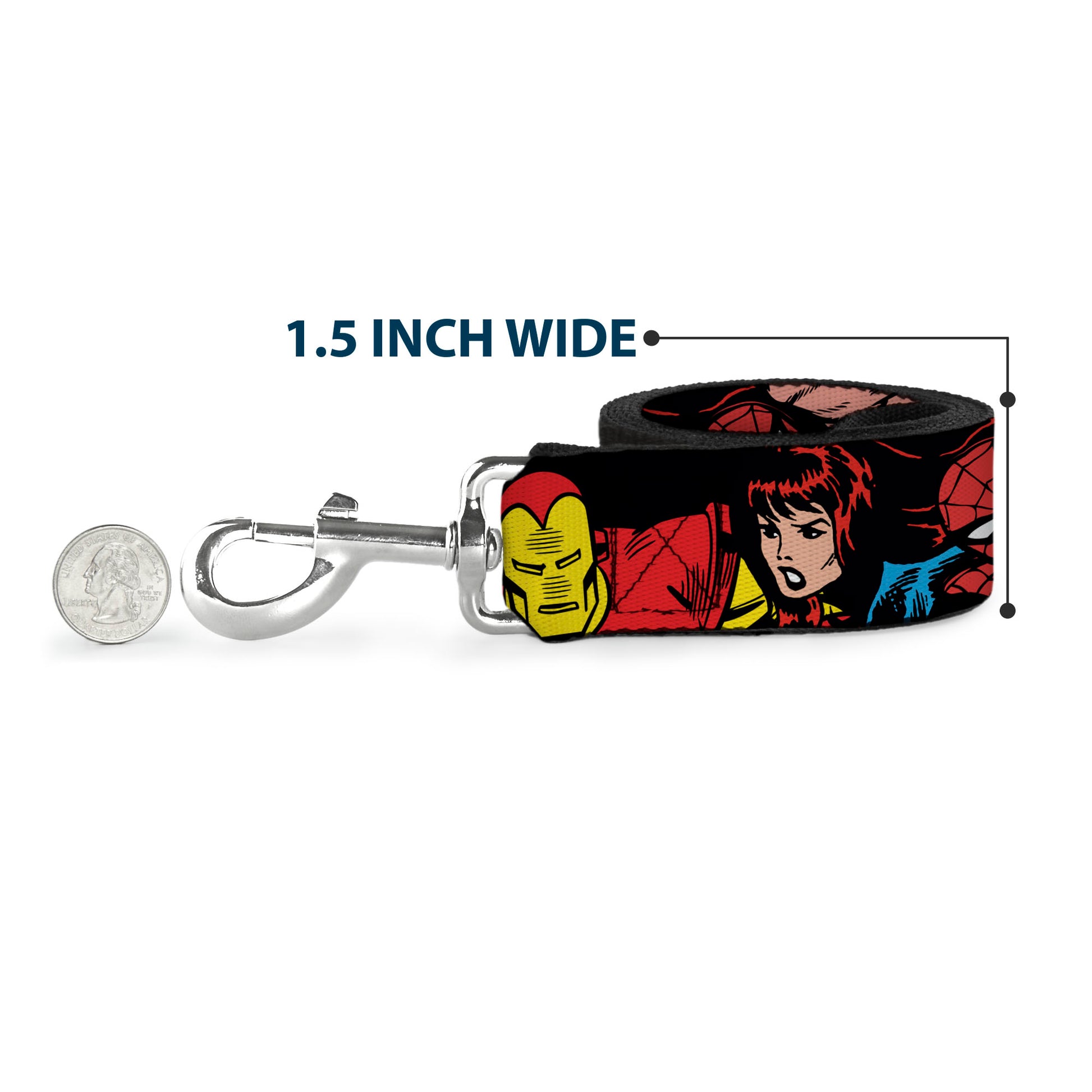 Dog Leash - 5-Marvel Characters Black Dog Leashes Marvel Comics