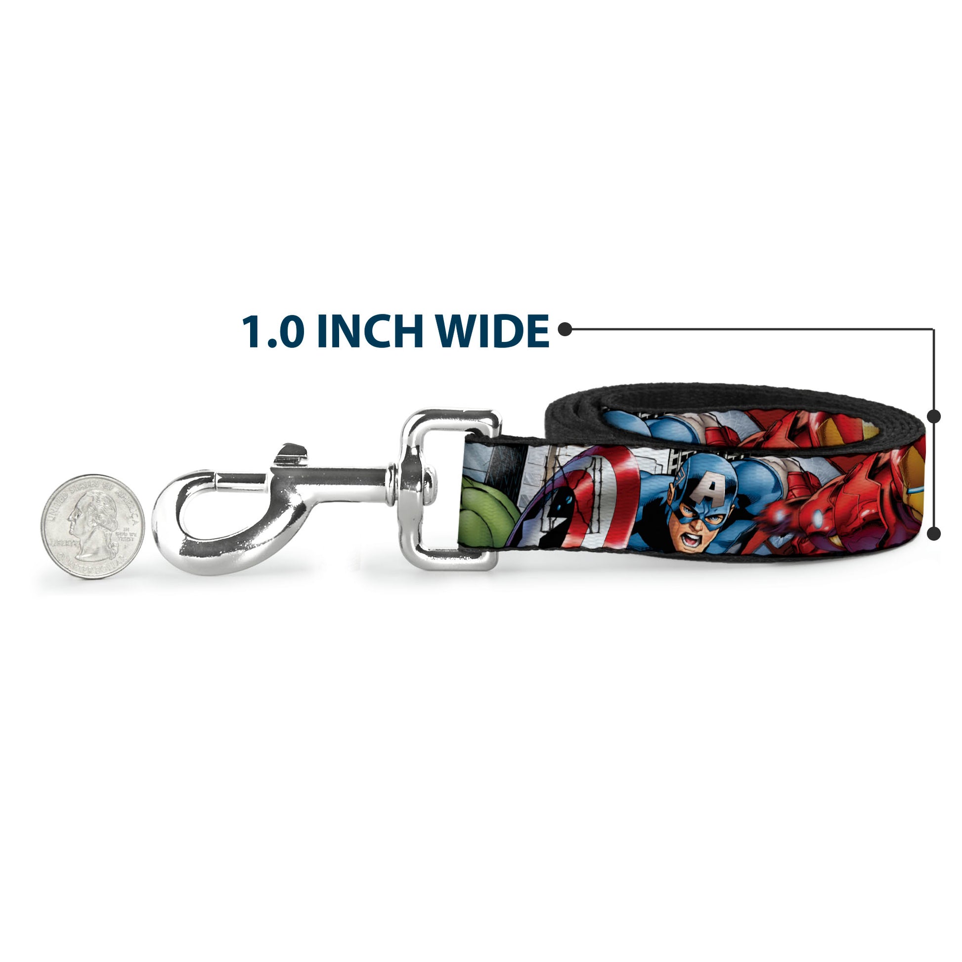 Dog Leash - Marvel Avengers 4-Superhero Poses CLOSE-UP Dog Leashes Marvel Comics