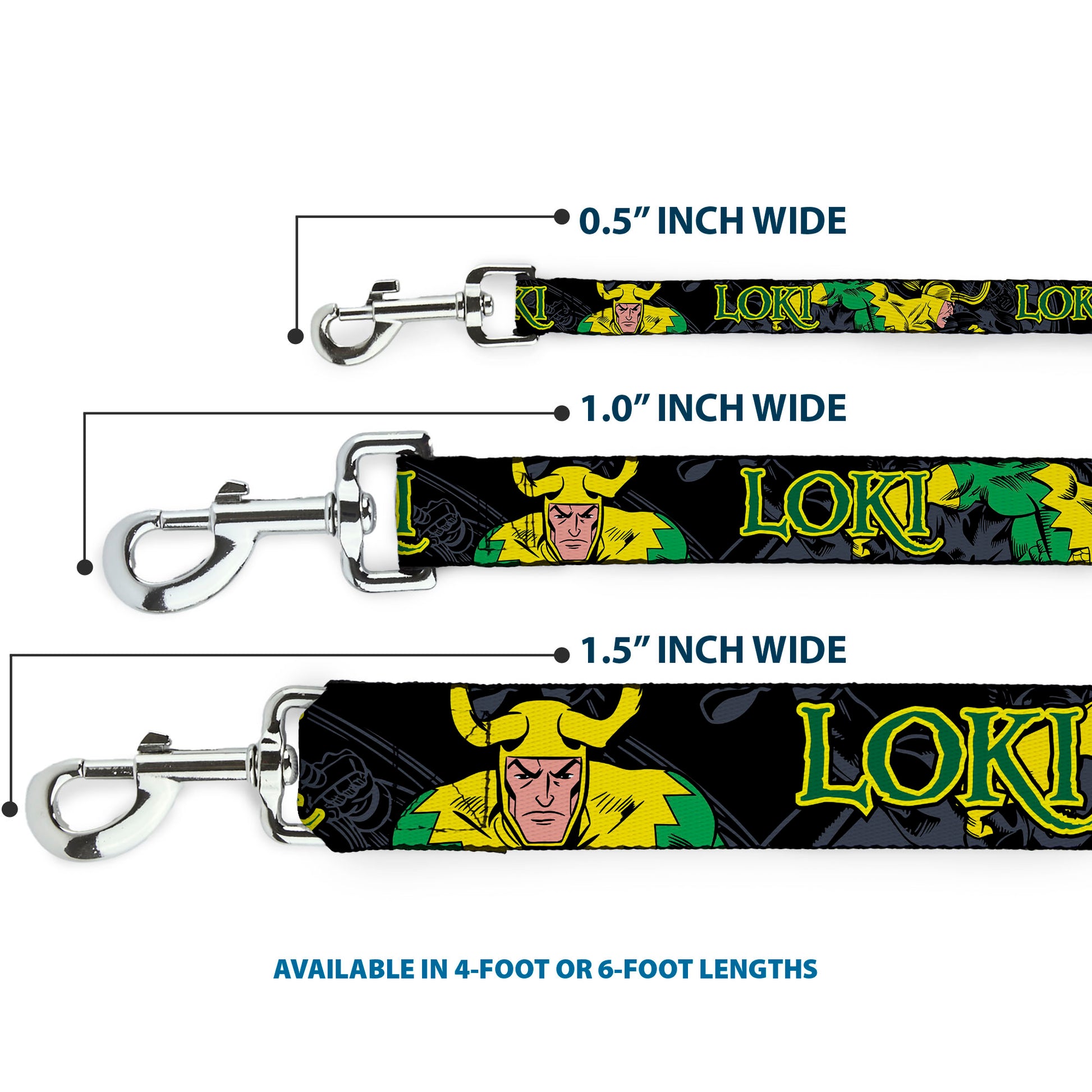 Dog Leash - LOKI in Action Black/Gray/Yellow/Green Dog Leashes Marvel Comics