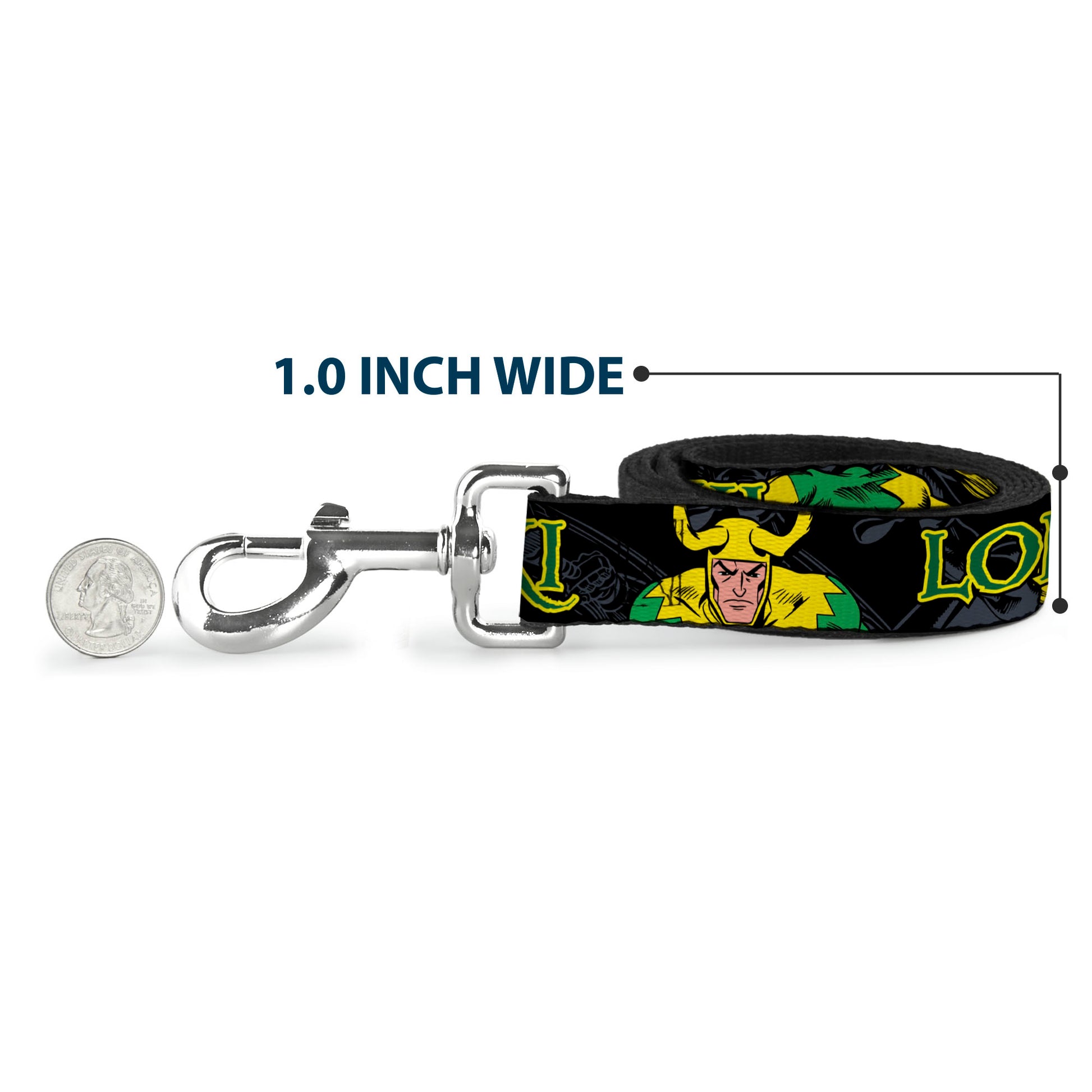 Dog Leash - LOKI in Action Black/Gray/Yellow/Green Dog Leashes Marvel Comics