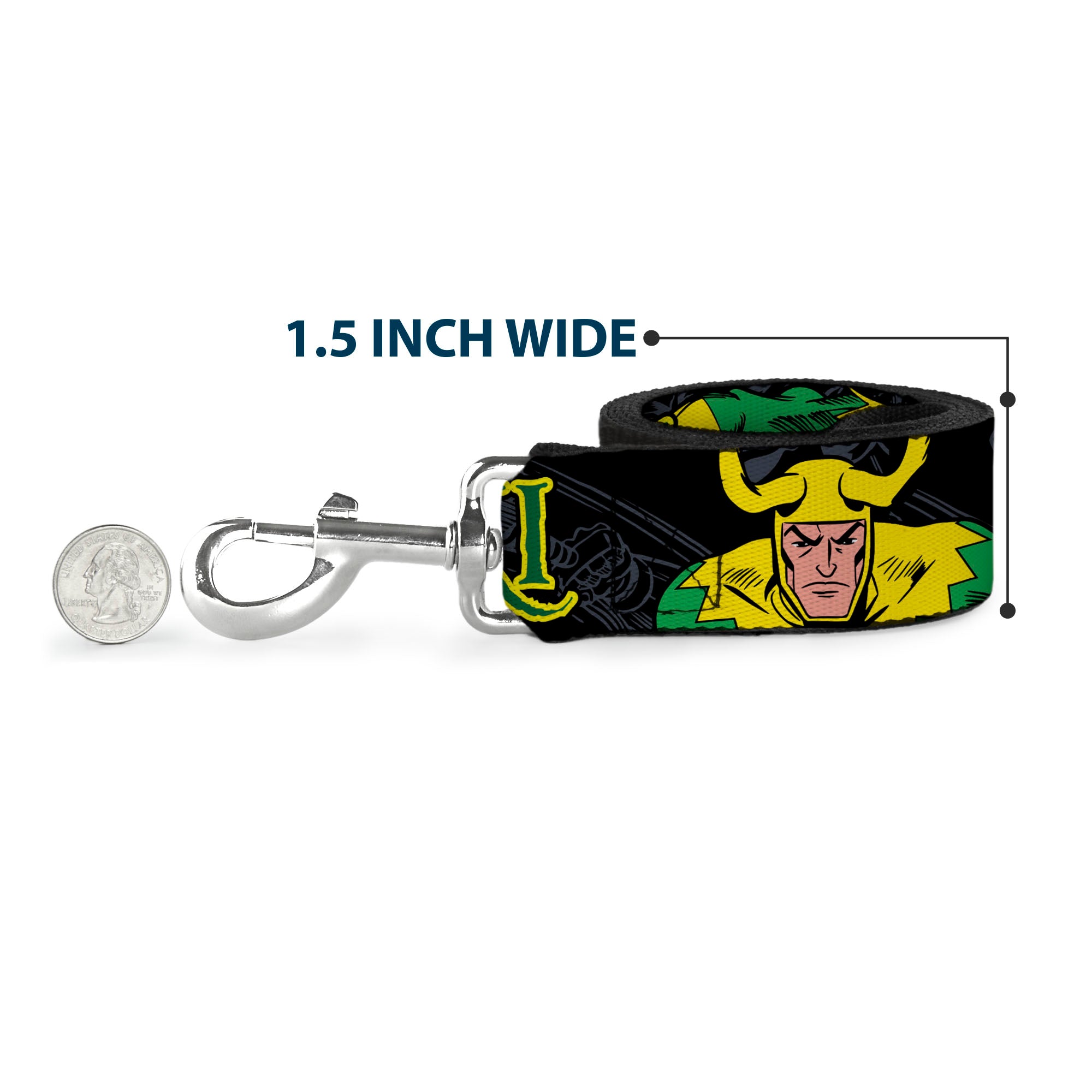 Dog Leash - LOKI in Action Black/Gray/Yellow/Green Dog Leashes Marvel Comics