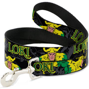 Dog Leash - LOKI in Action Black/Gray/Yellow/Green Dog Leashes Marvel Comics
