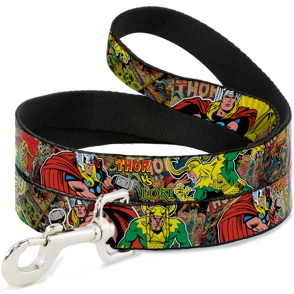 Dog Leash - Thor & Loki Poses/Retro Comic Books Stacked Dog Leashes Marvel Comics