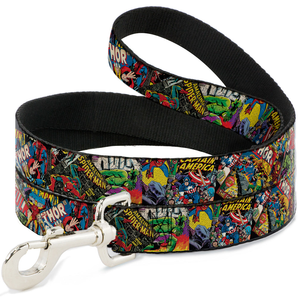 Dog Leash - Retro Marvel Comic Books Stacked CLOSE-UP Dog Leashes Marvel Comics