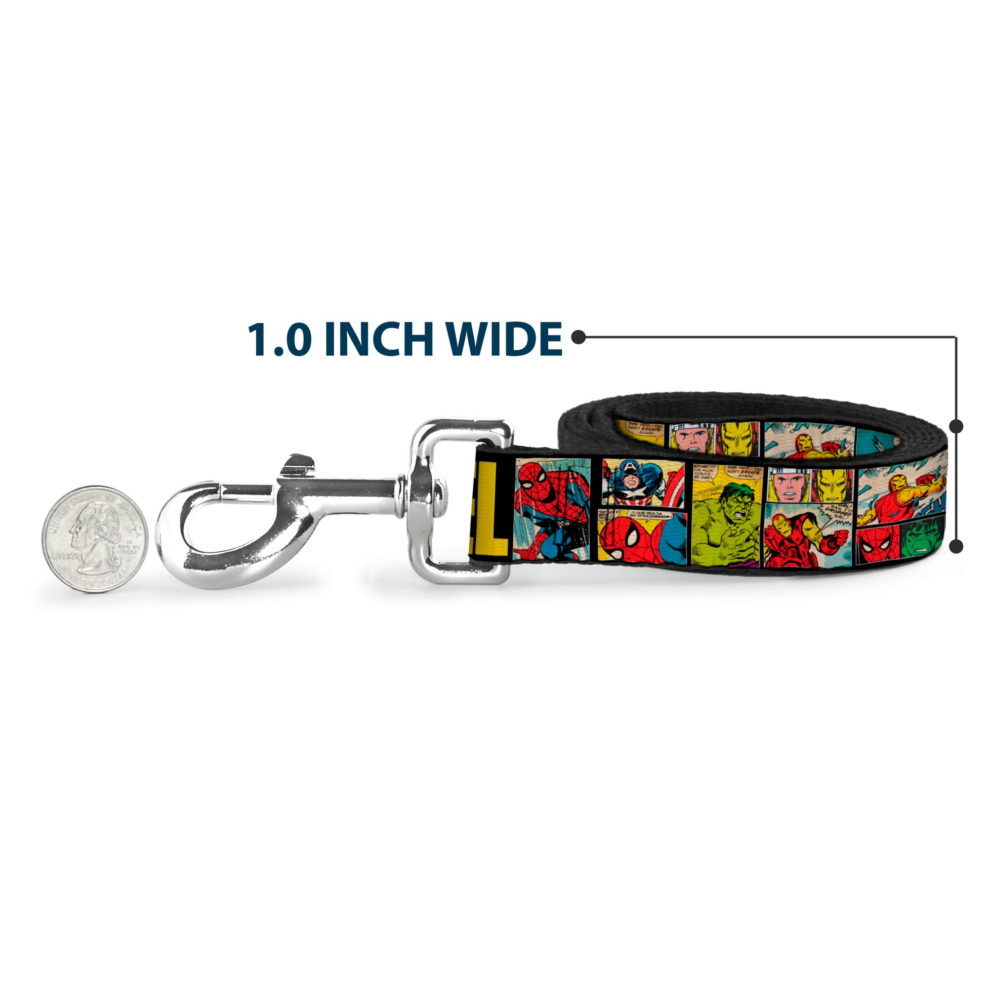 Dog Leash - MARVEL/Retro Comic Panels Black/Yellow Dog Leashes Marvel Comics