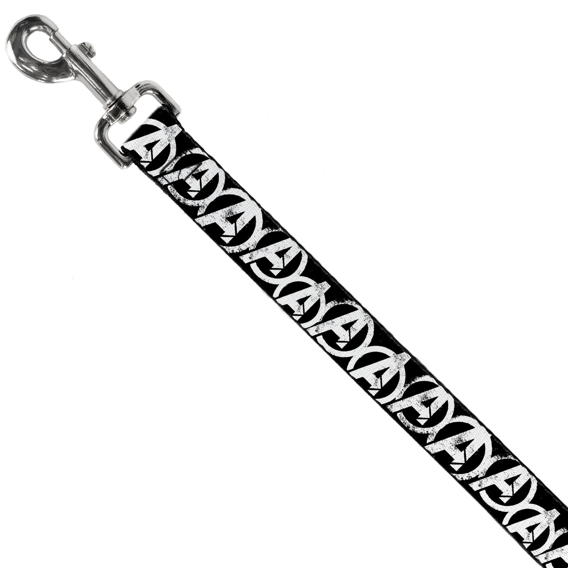 Dog Leash - Avengers "A" Logo Weathered Black/White Dog Leashes Marvel Comics
