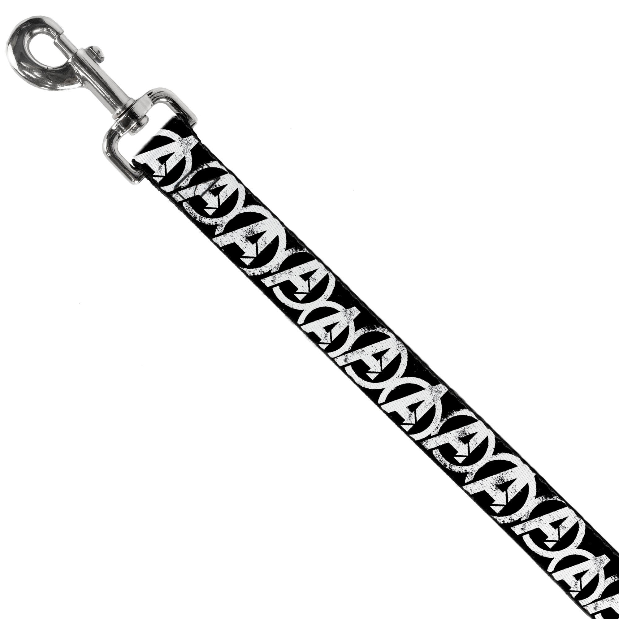 Dog Leash - Avengers "A" Logo Weathered Black/White Dog Leashes Marvel Comics