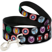 Dog Leash - 9-Avenger Icons Black/Multi Color Dog Leashes Marvel Comics