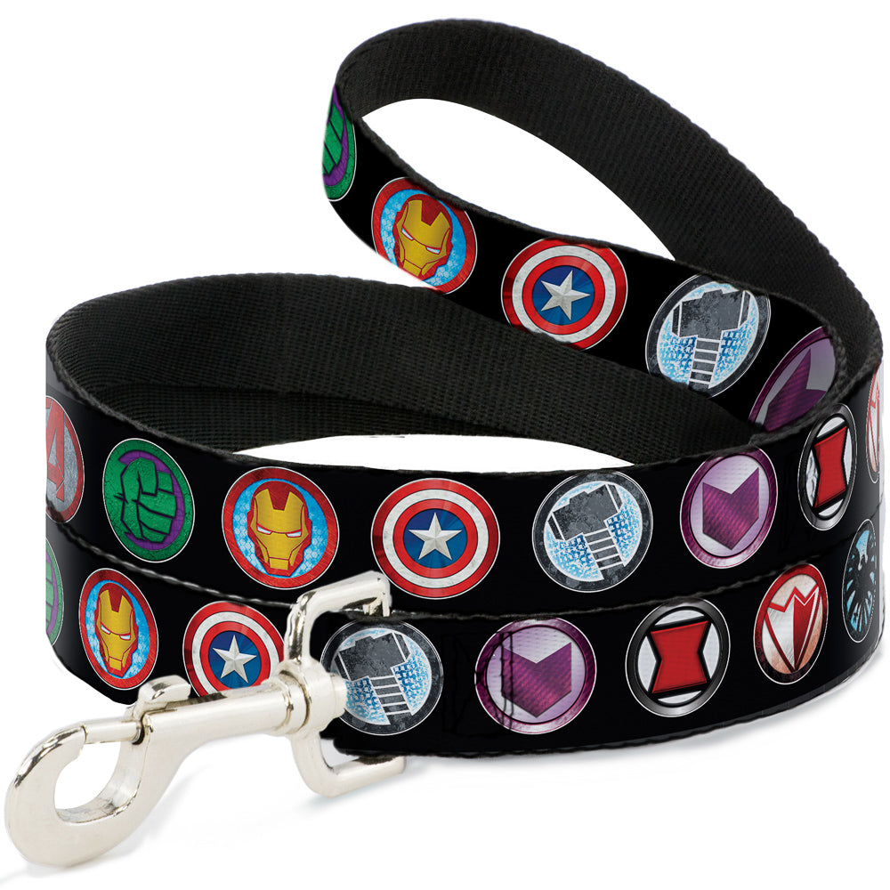 Dog Leash - 9-Avenger Icons Black/Multi Color Dog Leashes Marvel Comics