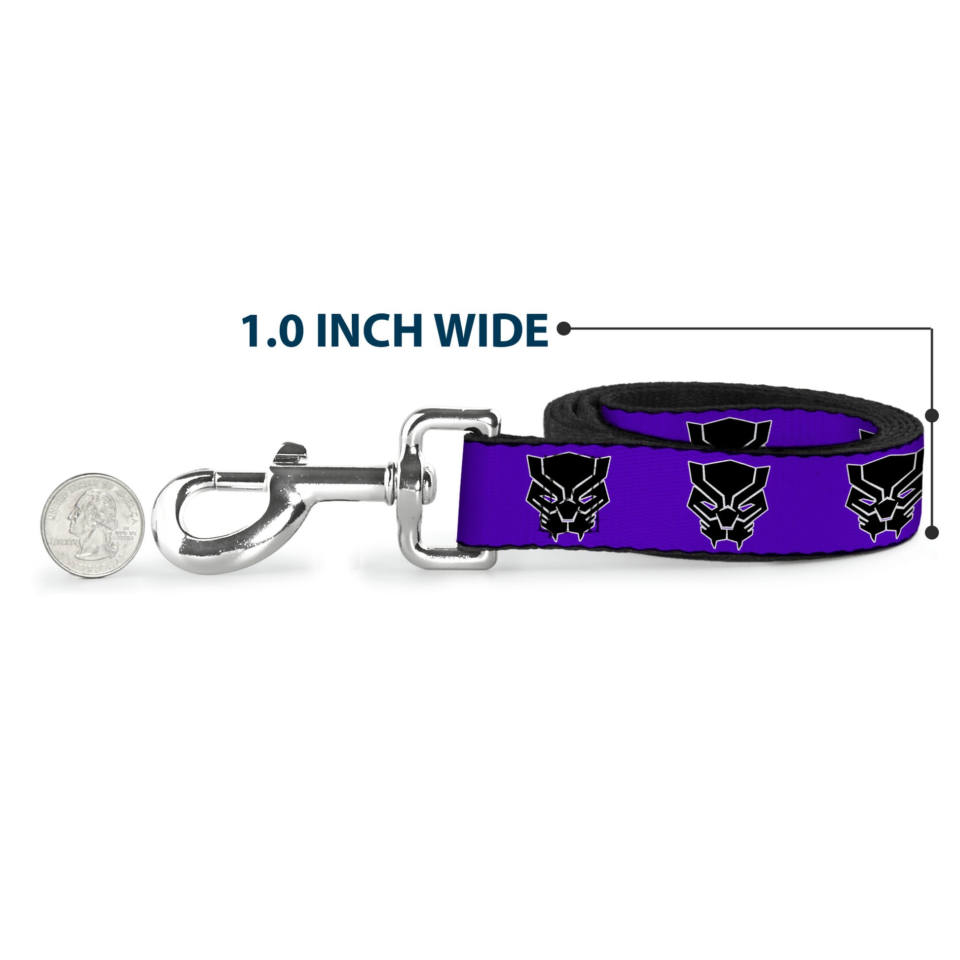 Dog Leash - Black Panther Avengers Icon Purple/White/Black Dog Leashes Marvel Comics