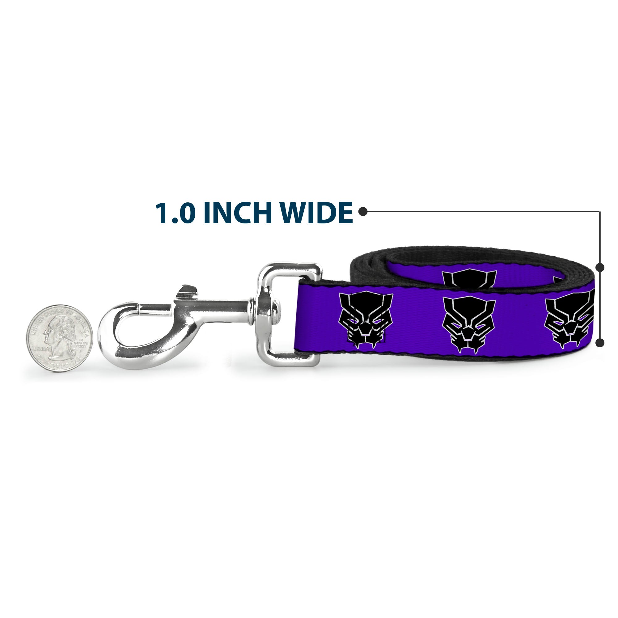 Dog Leash - Black Panther Avengers Icon Purple/White/Black Dog Leashes Marvel Comics