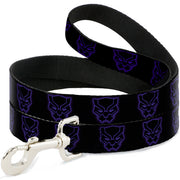 Dog Leash - Black Panther Avengers Icon Outline Black/Purple Dog Leashes Marvel Comics