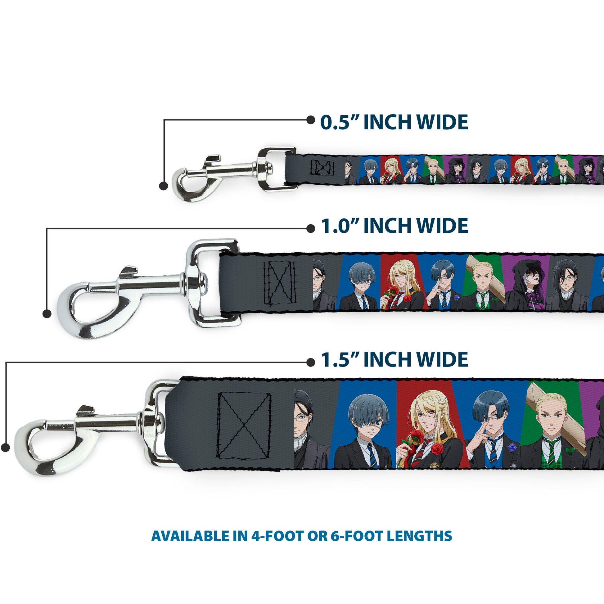 Dog Leash - Black Butler Six Character Pose Blocks Multi Color Dog Leashes Black Butler