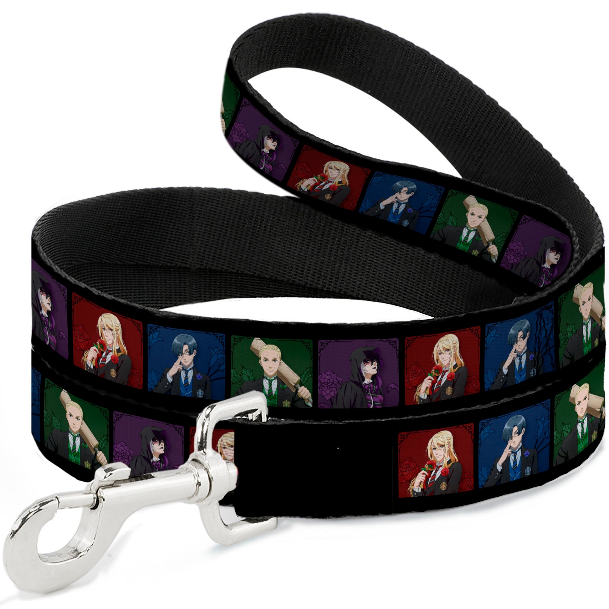 Dog Leash - Black Butler House Head Pose Blocks Black/Multi Color Dog Leashes Black Butler