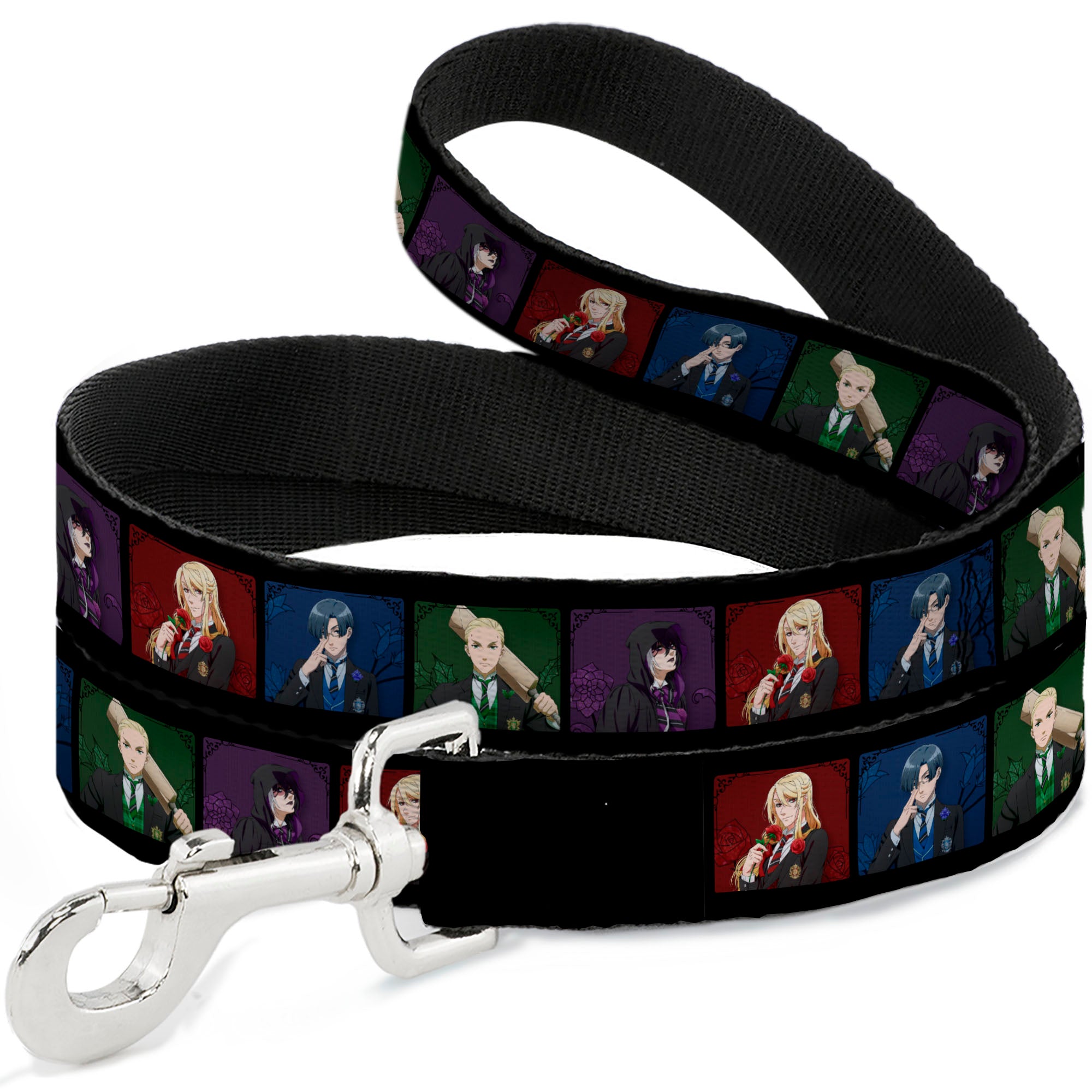 Dog Leash - Black Butler House Head Pose Blocks Black/Multi Color Dog Leashes Black Butler
