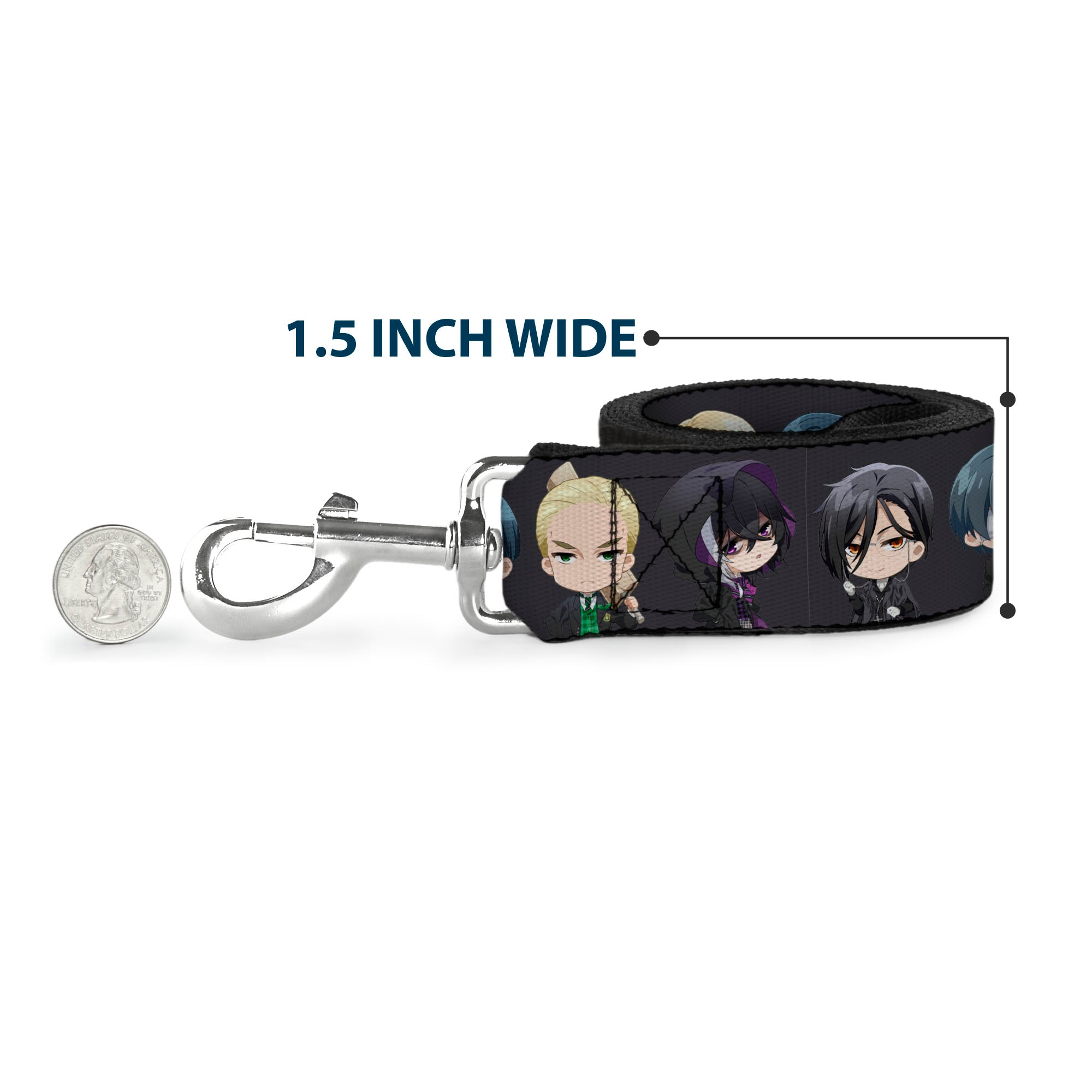 Dog Leash - Black Butler Six Chibi Characters Poses Black Dog Leashes Black Butler