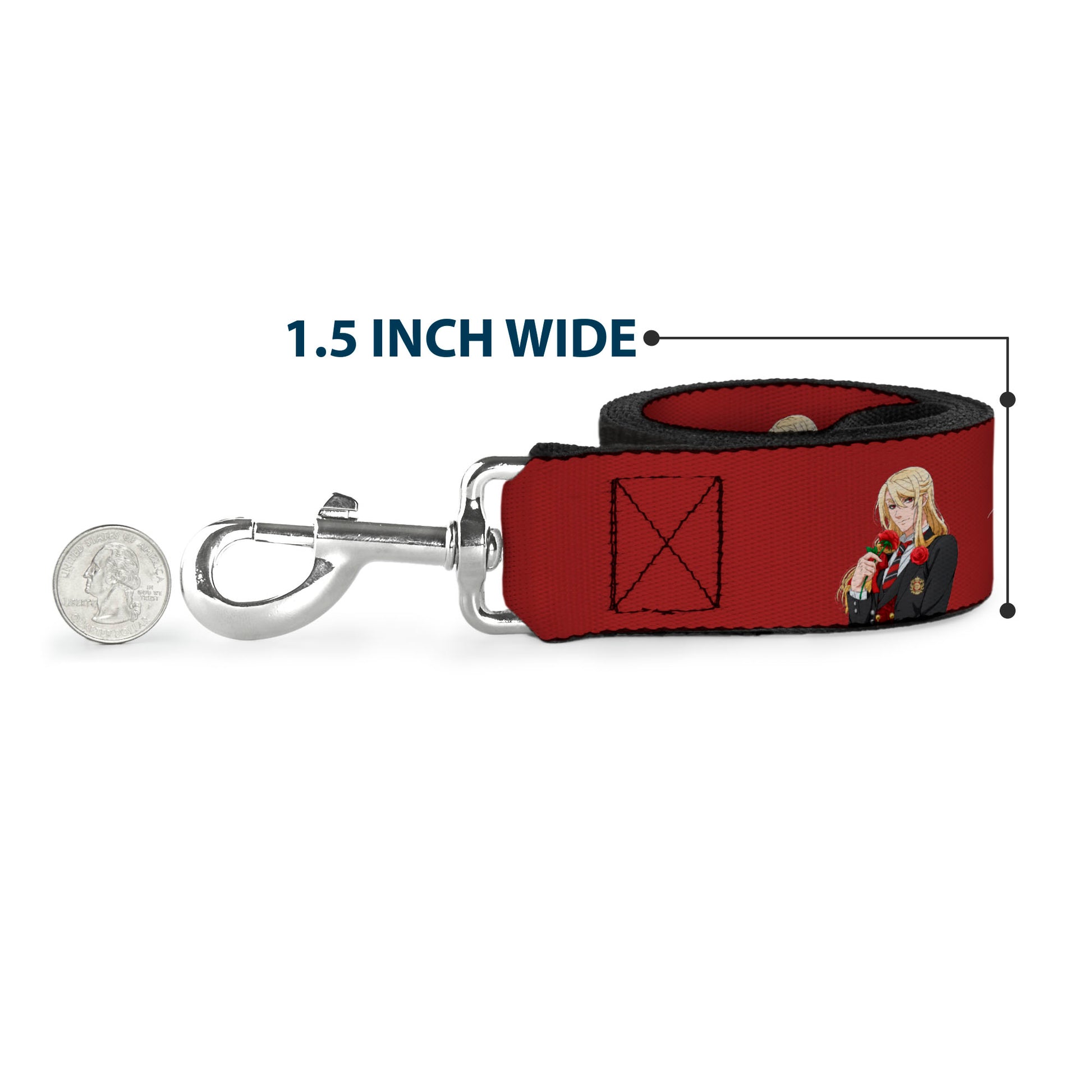 Dog Leash - BLACK BUTLER Edgar Redmond Pose and Title Logo Red Dog Leashes Black Butler