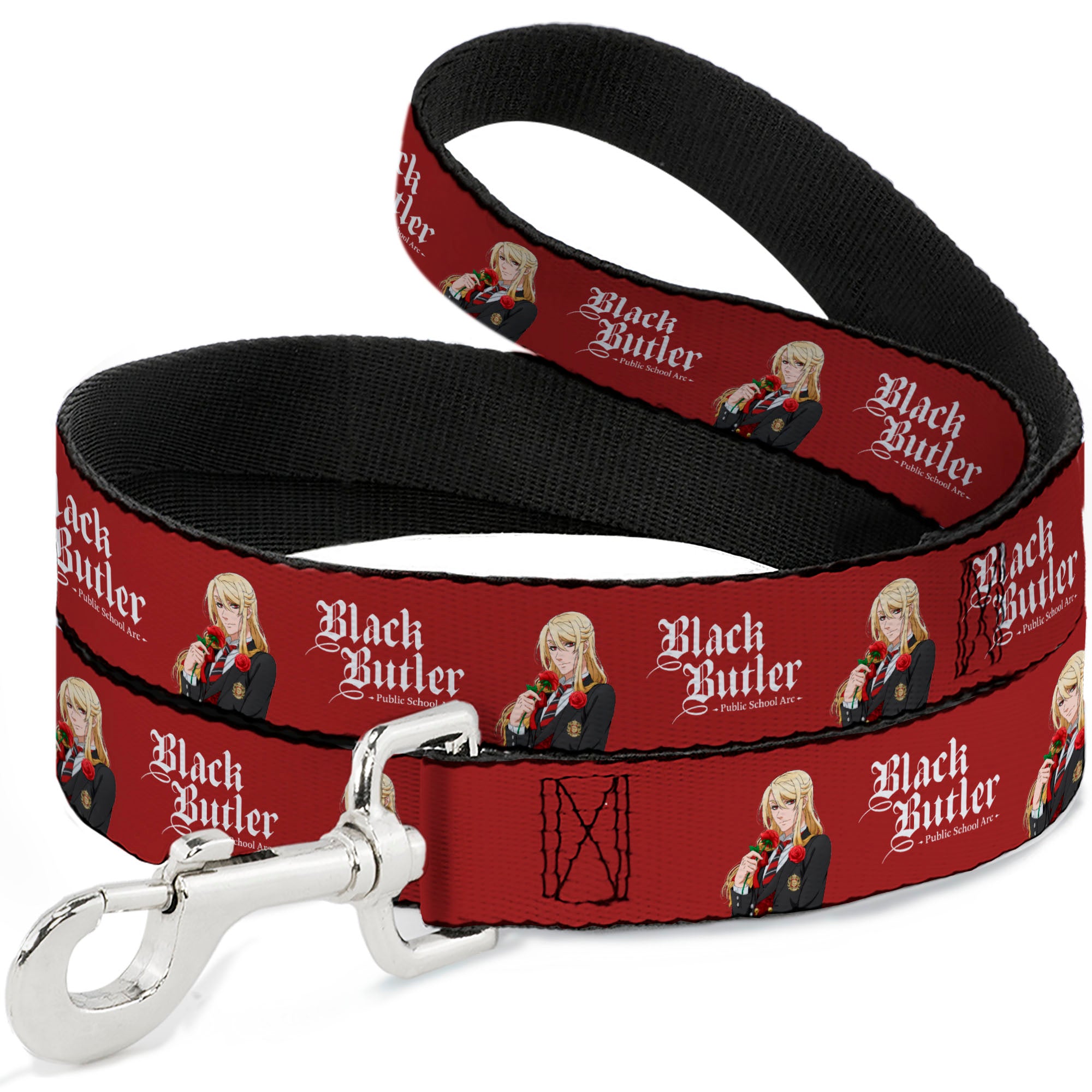 Dog Leash - BLACK BUTLER Edgar Redmond Pose and Title Logo Red Dog Leashes Black Butler