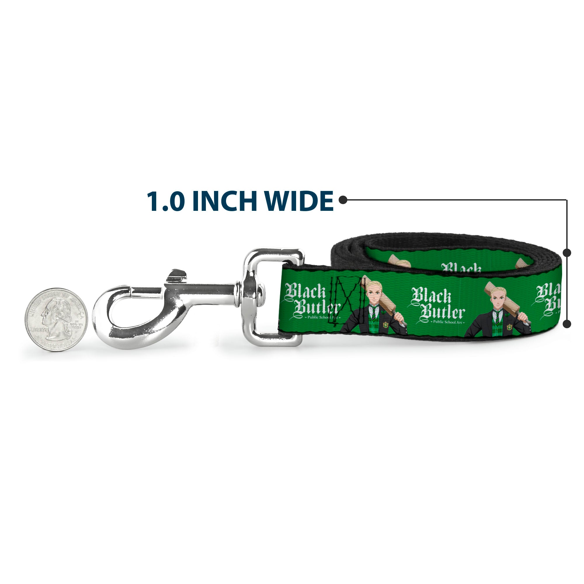 Dog Leash - BLACK BUTLER Herman Greenhill Pose and Title Logo Green Dog Leashes Black Butler