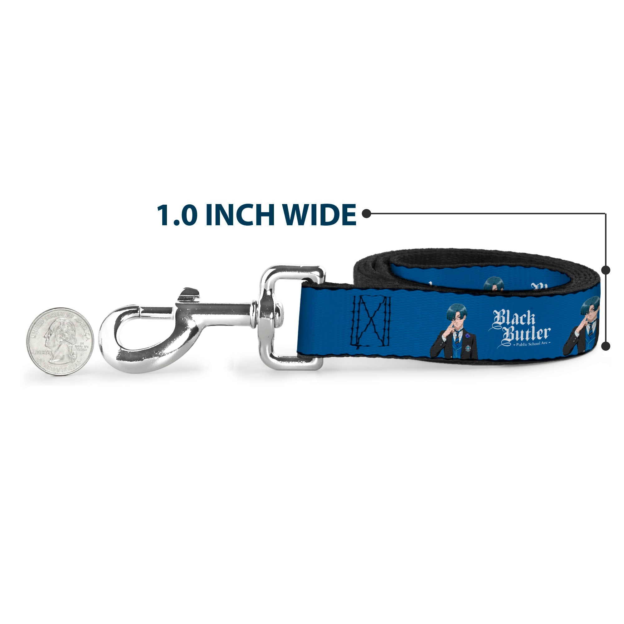 Dog Leash - BLACK BUTLER Lawrence Bluewer Pose and Title Logo Blue Dog Leashes Black Butler