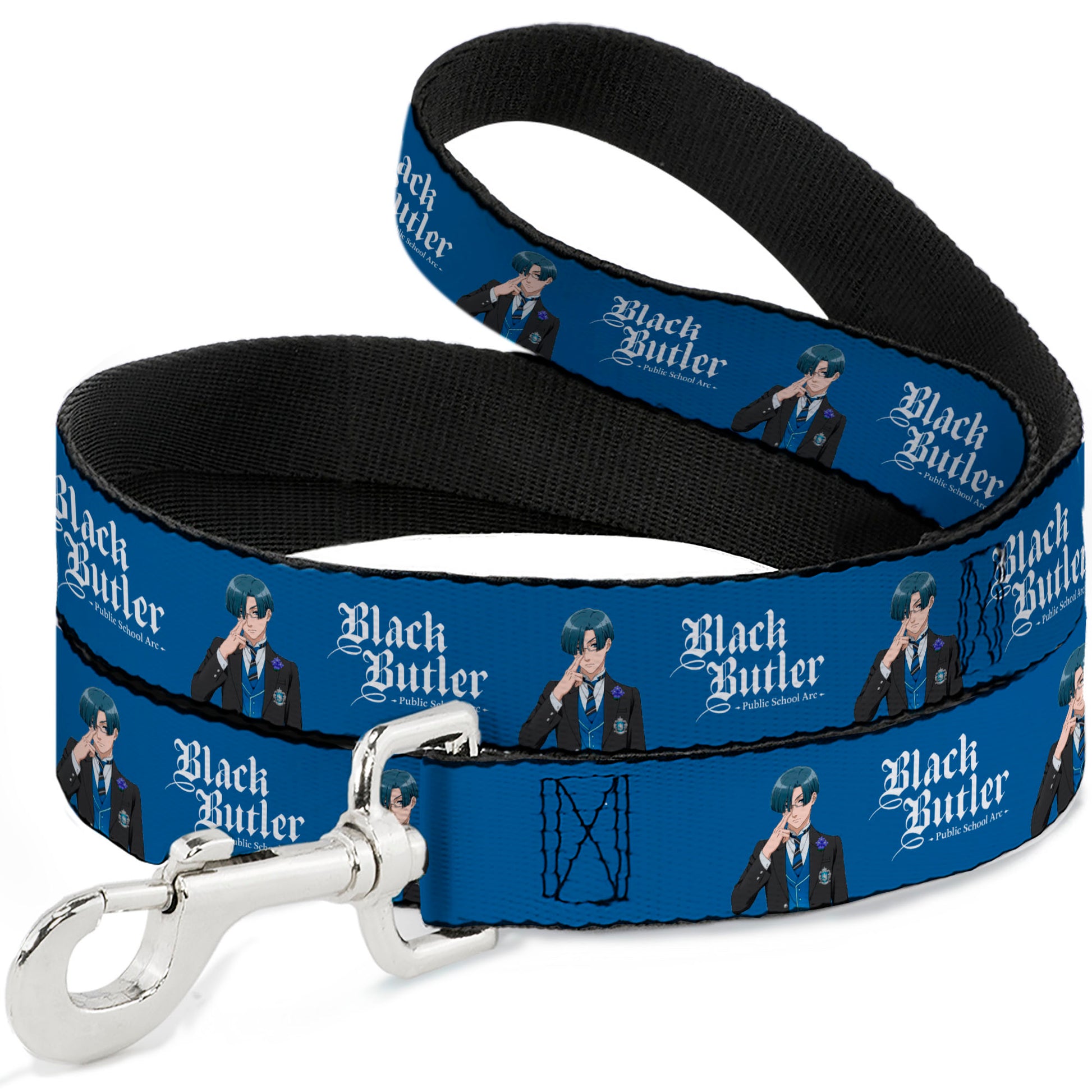 Dog Leash - BLACK BUTLER Lawrence Bluewer Pose and Title Logo Blue Dog Leashes Black Butler