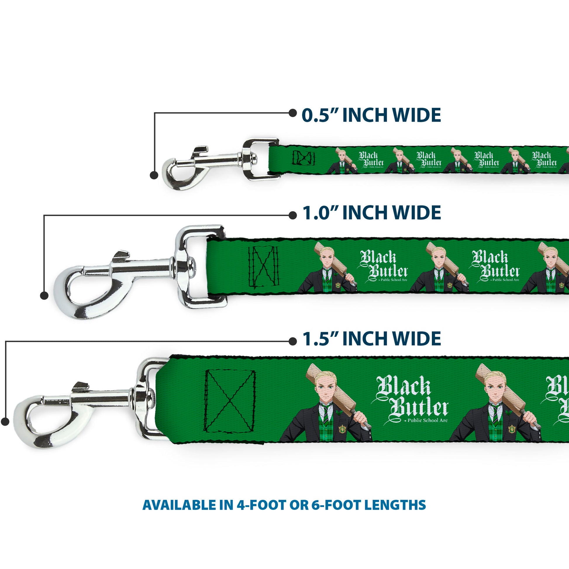 Dog Leash - BLACK BUTLER Herman Greenhill Pose and Title Logo Green Dog Leashes Black Butler
