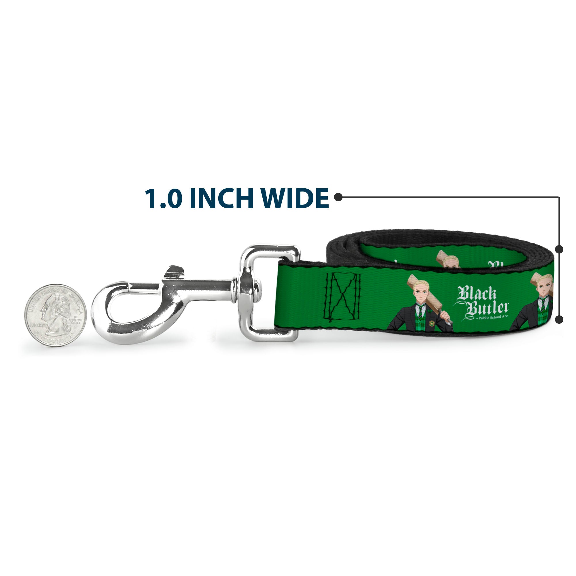 Dog Leash - BLACK BUTLER Herman Greenhill Pose and Title Logo Green Dog Leashes Black Butler