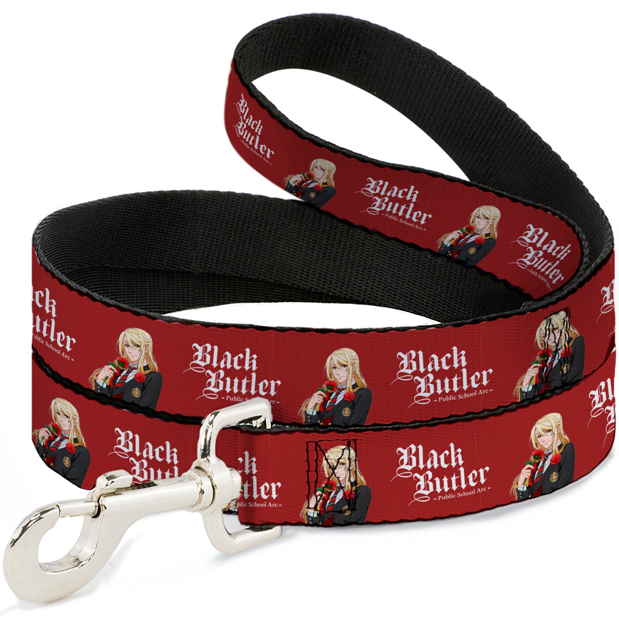 Dog Leash - BLACK BUTLER Edgar Redmond Pose and Title Logo Red Dog Leashes Black Butler
