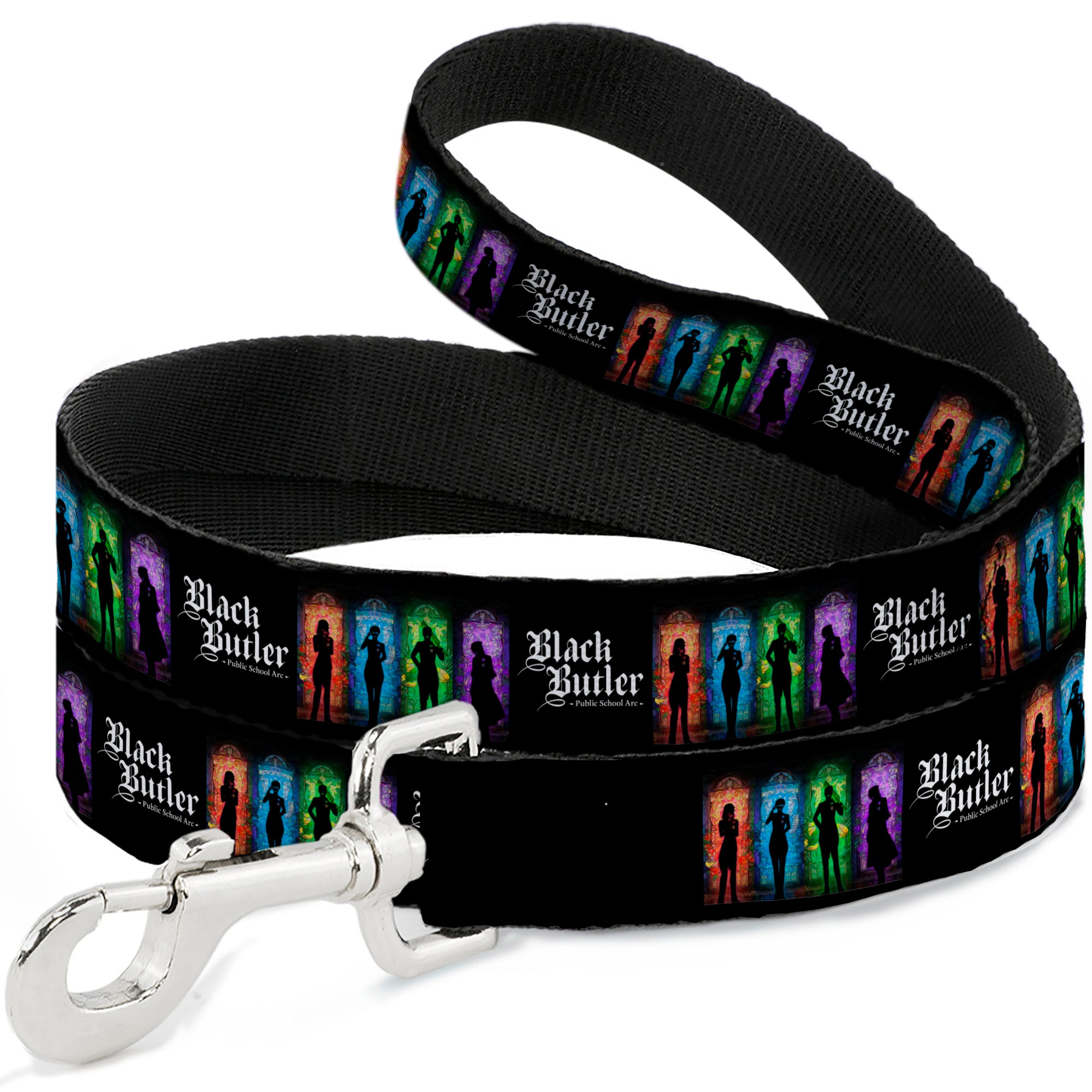 Dog Leash - BLACK BUTLER House Heads Silhouettes and Title Logo Black/Multi Color Dog Leashes Black Butler