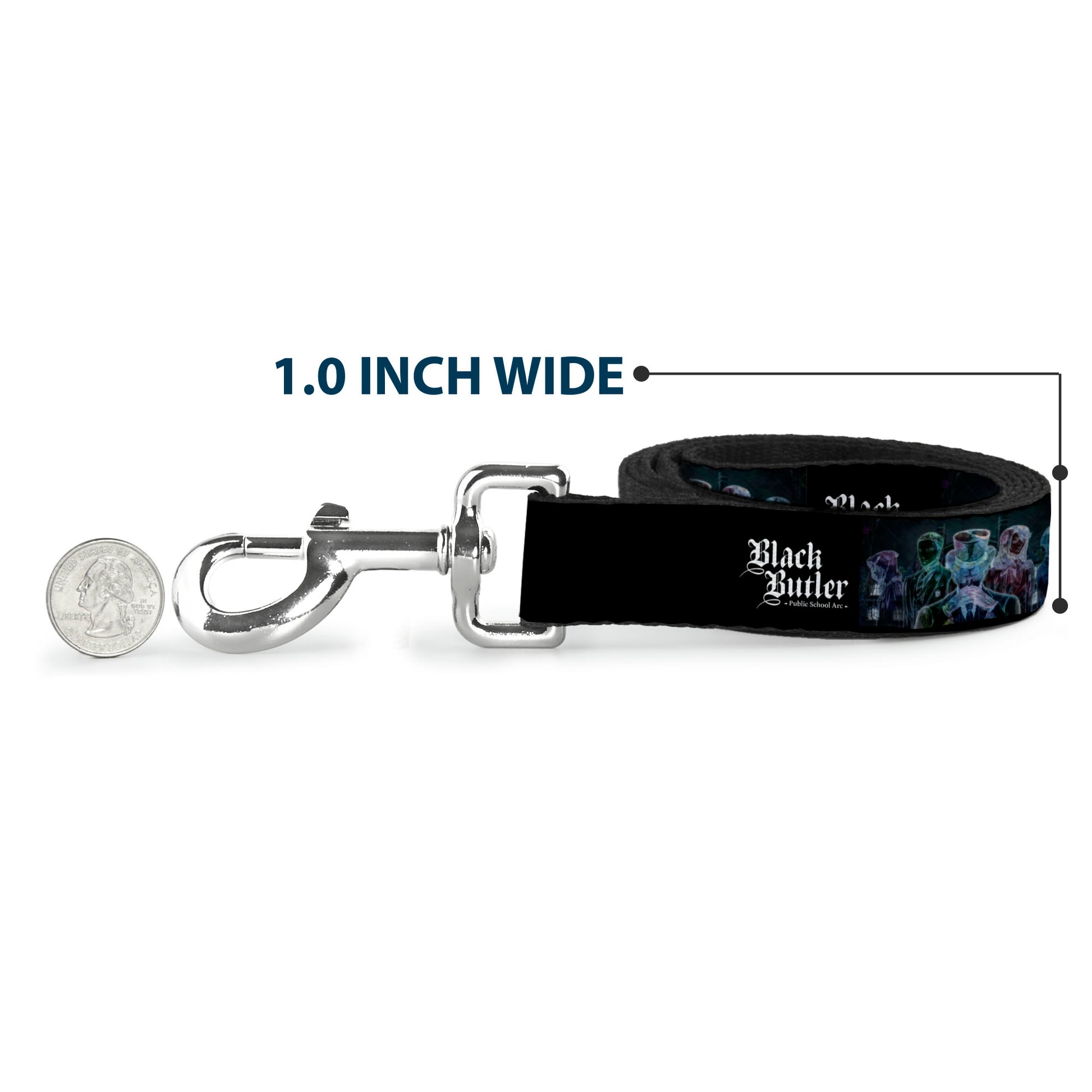 Dog Leash - BLACK BUTLER Five Character Group Pose and Title Logo Black Dog Leashes Black Butler