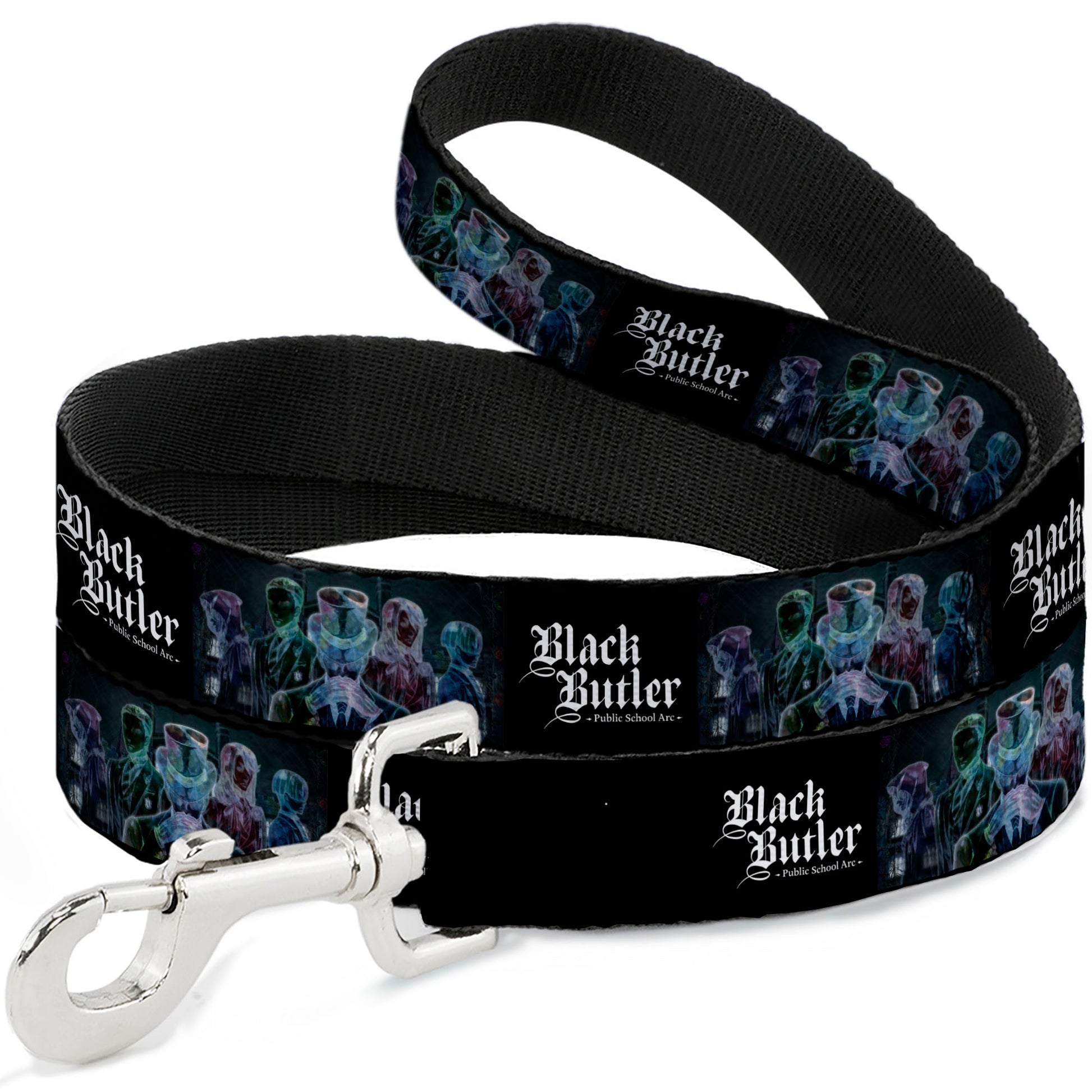 Dog Leash - BLACK BUTLER Five Character Group Pose and Title Logo Black Dog Leashes Black Butler