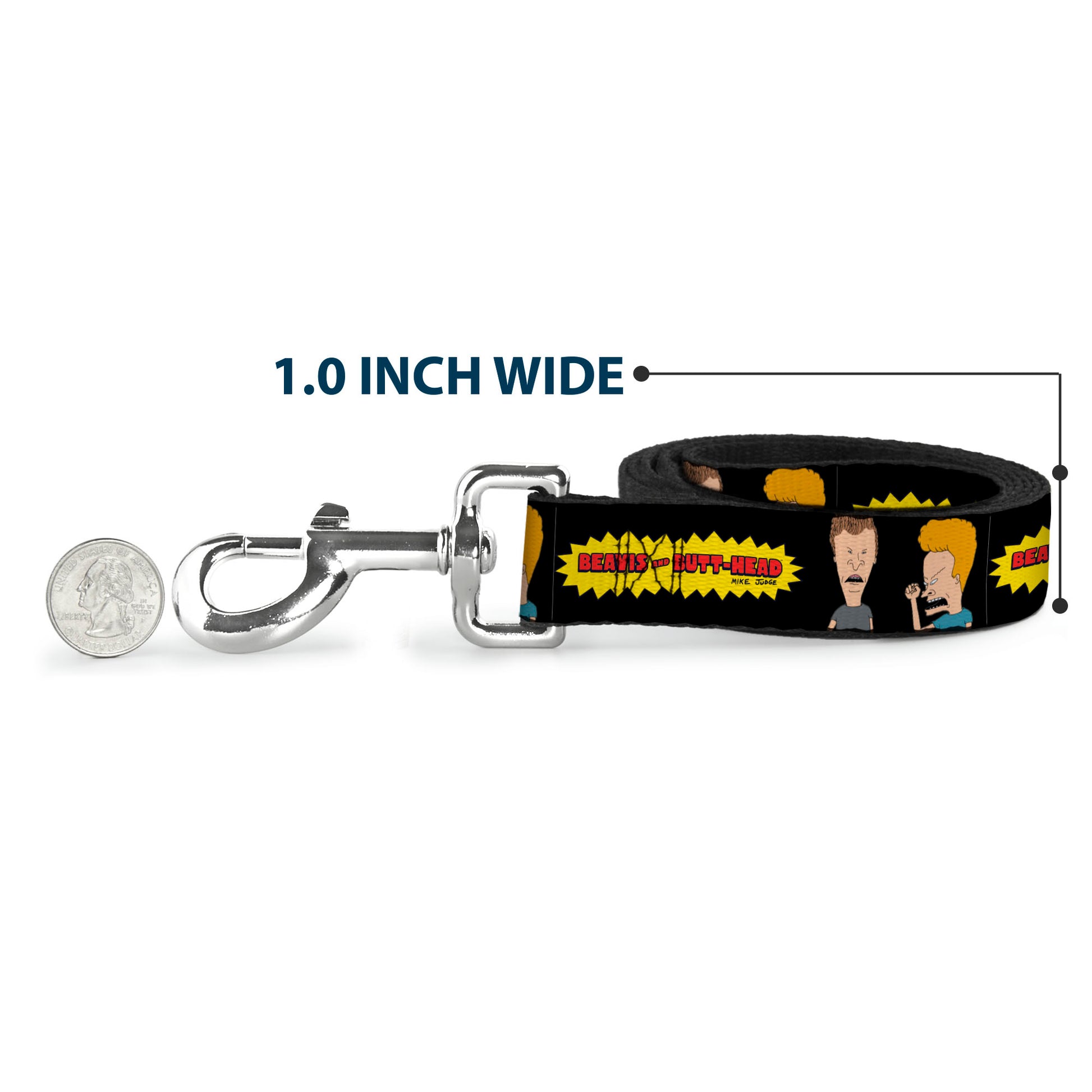 Dog Leash - BEAVIS AND BUTT-HEAD Title Logo and Pose Black Dog Leashes MTV