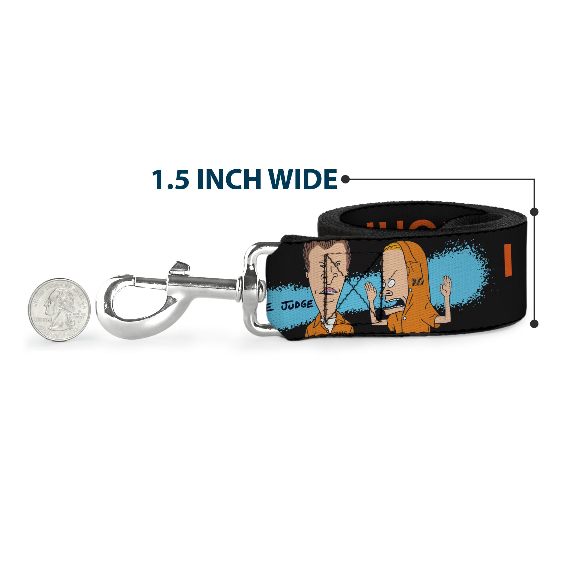 Dog Leash - Beavis and Butt-Head I AM CORNHOLIO Pose Black/Orange/White Dog Leashes MTV
