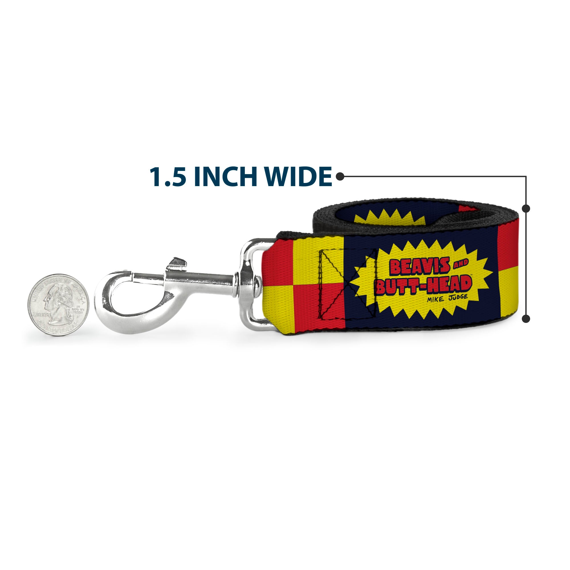 Dog Leash - BEAVIS AND BUTT-HEAD Title Logo Checker Black/Red/Yellow Dog Leashes MTV