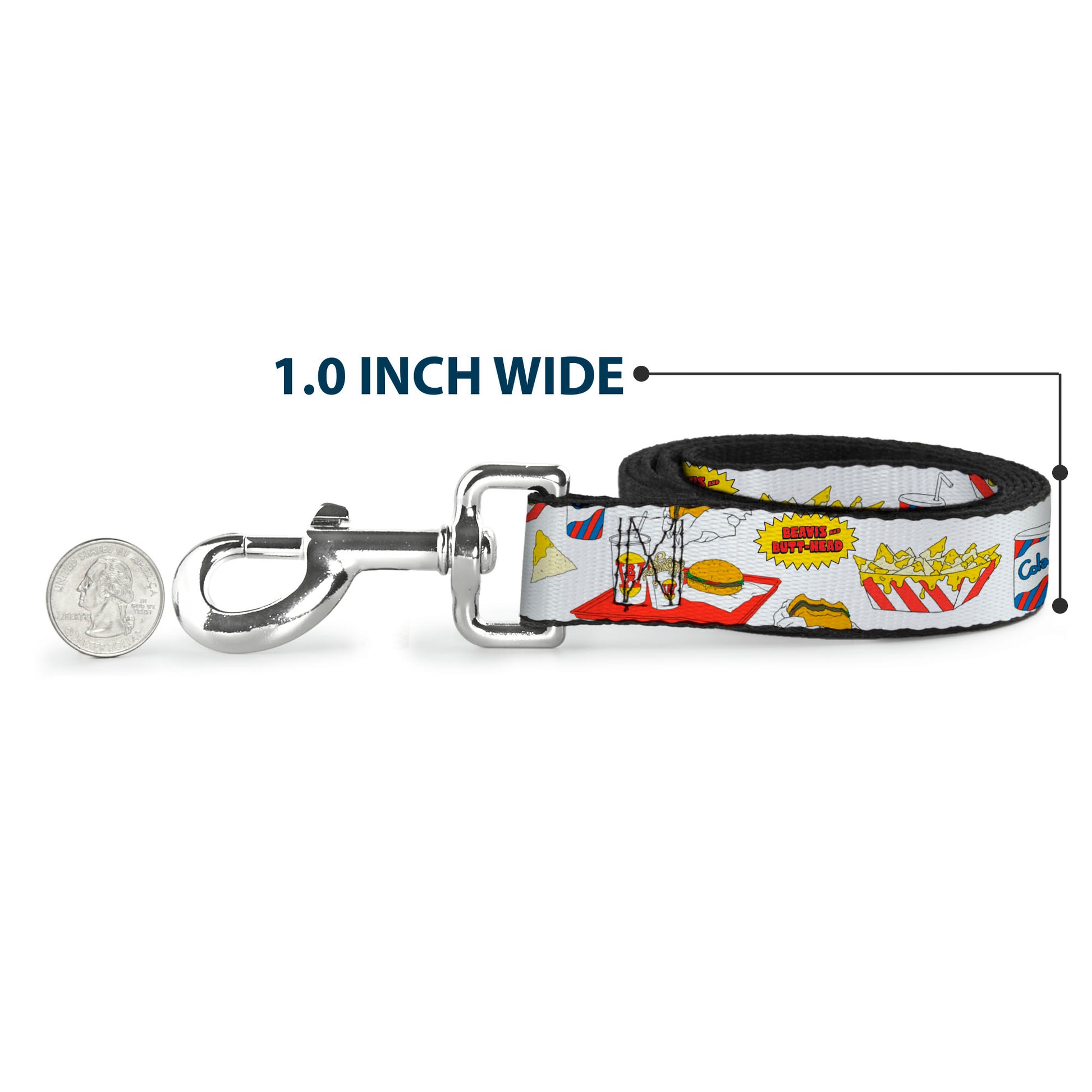 Dog Leash - BEAVIS AND BUTT-HEAD Burger World Icons Collage White Dog Leashes MTV