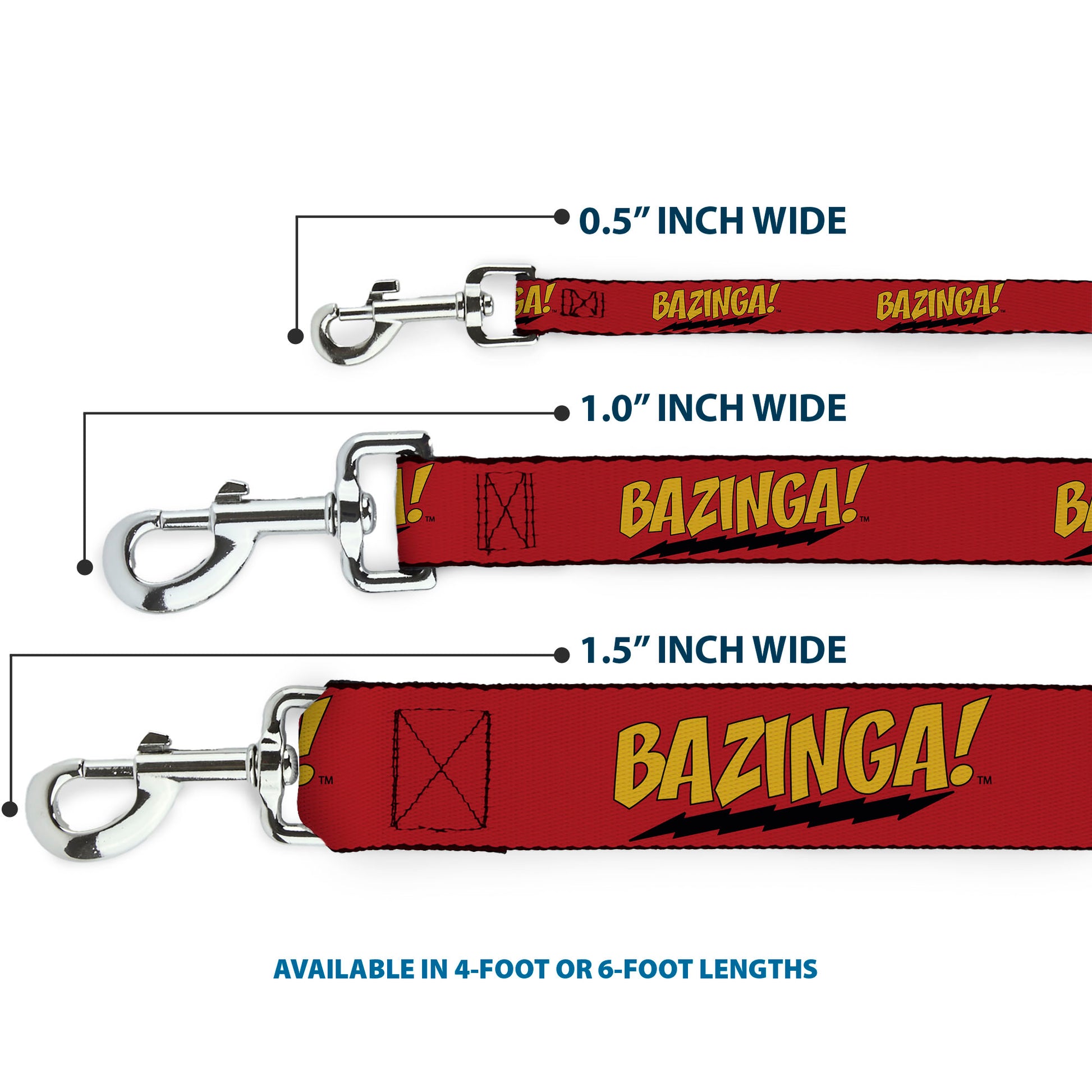 Dog Leash - BAZINGA! Red/Gold/Black Dog Leashes The Big Bang Theory