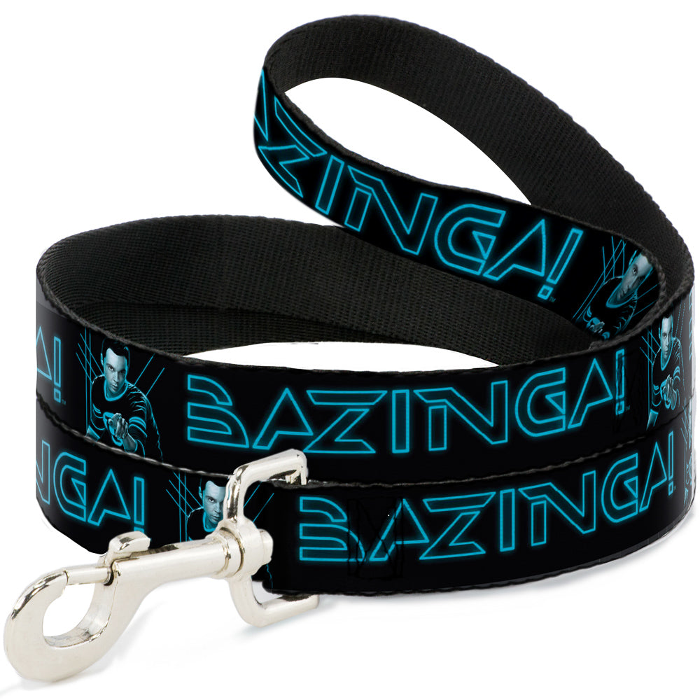 Dog Leash - Sheldon/BAZINGA! Black/Blue Glow Dog Leashes The Big Bang Theory