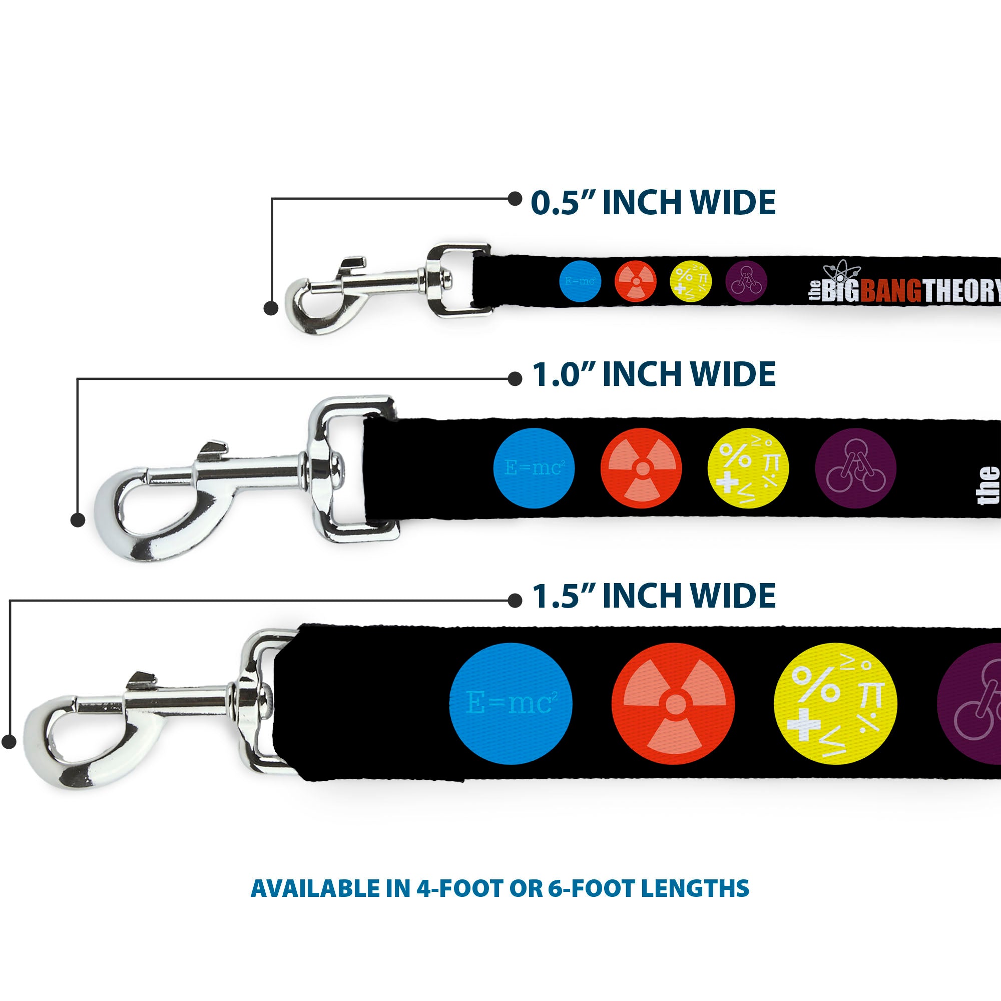 Dog Leash - THE BIG BANG THEORY DNA/Atom/E/Radiation Black Dog Leashes The Big Bang Theory
