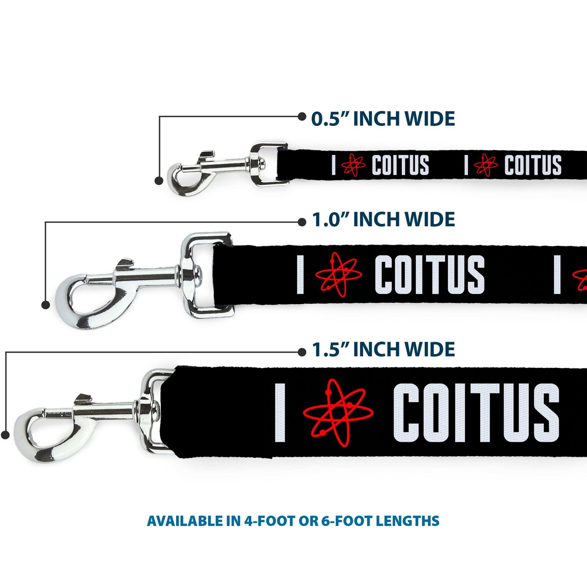 Dog Leash - I "ATOM" COITUS Black/White/Red Dog Leashes The Big Bang Theory