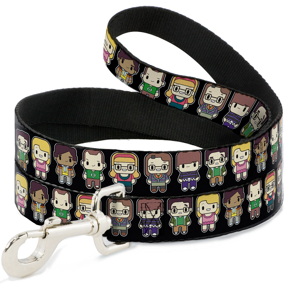 Dog Leash - Big Bang Theory Chibi Characters Black Dog Leashes The Big Bang Theory