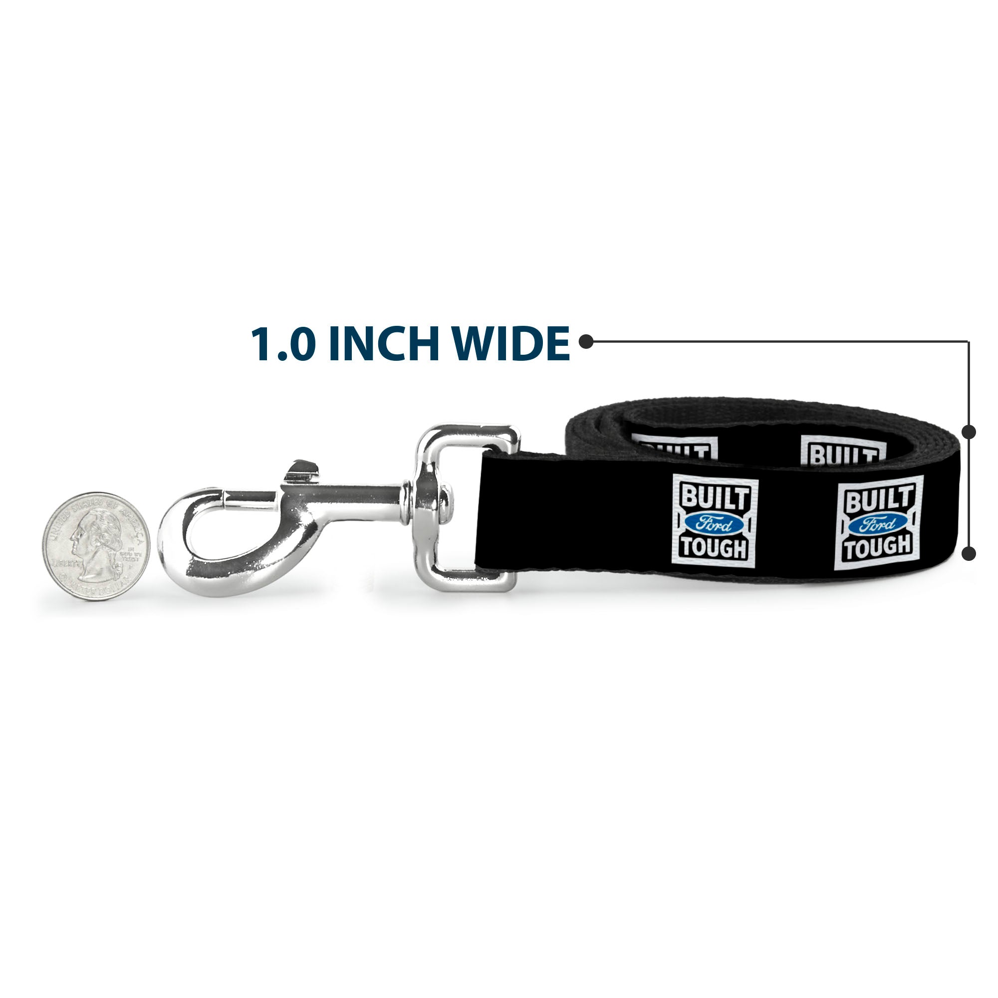 Dog Leash - BUILT FORD TOUGH Logo2 Black/White/Blue Dog Leashes Ford