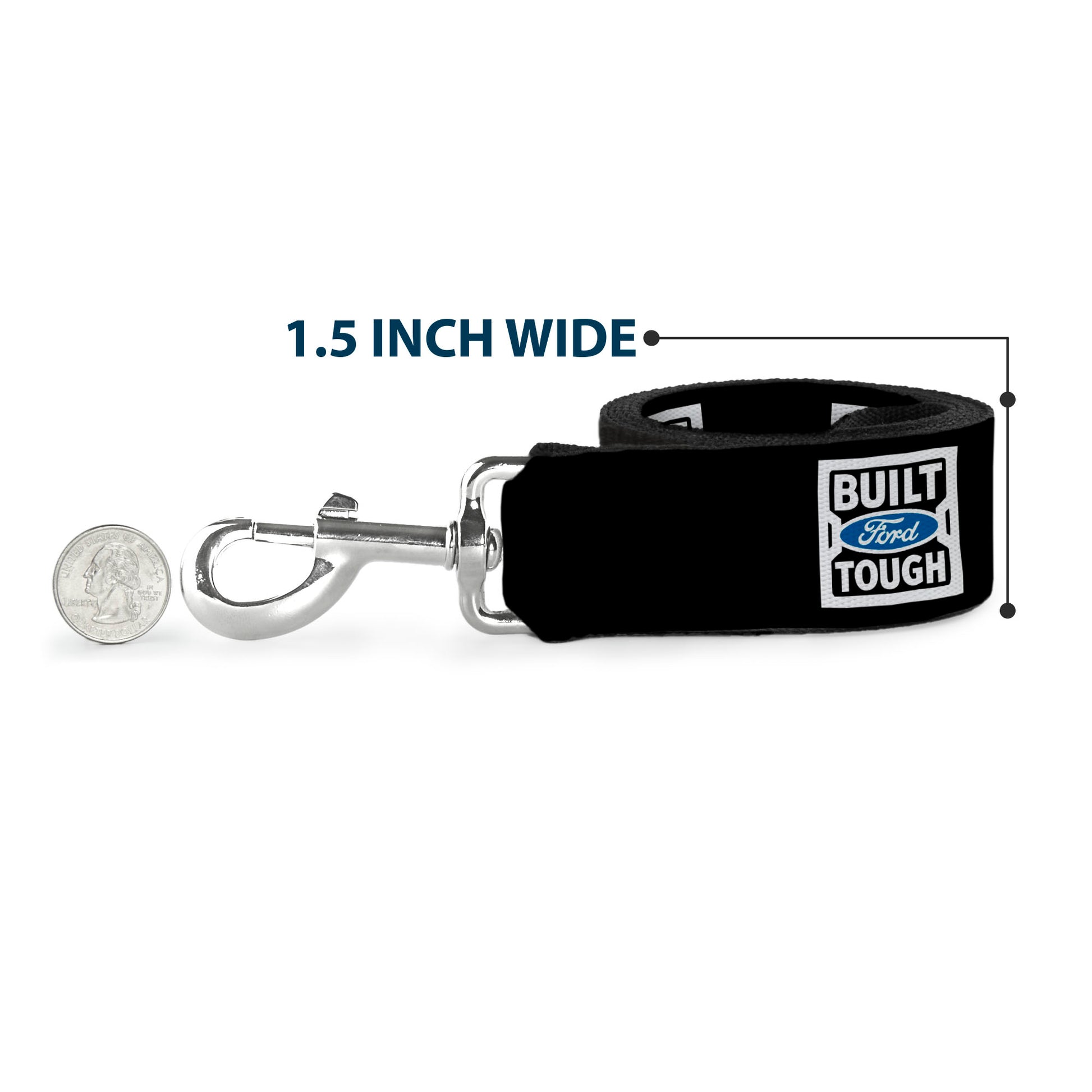 Dog Leash - BUILT FORD TOUGH Logo2 Black/White/Blue Dog Leashes Ford