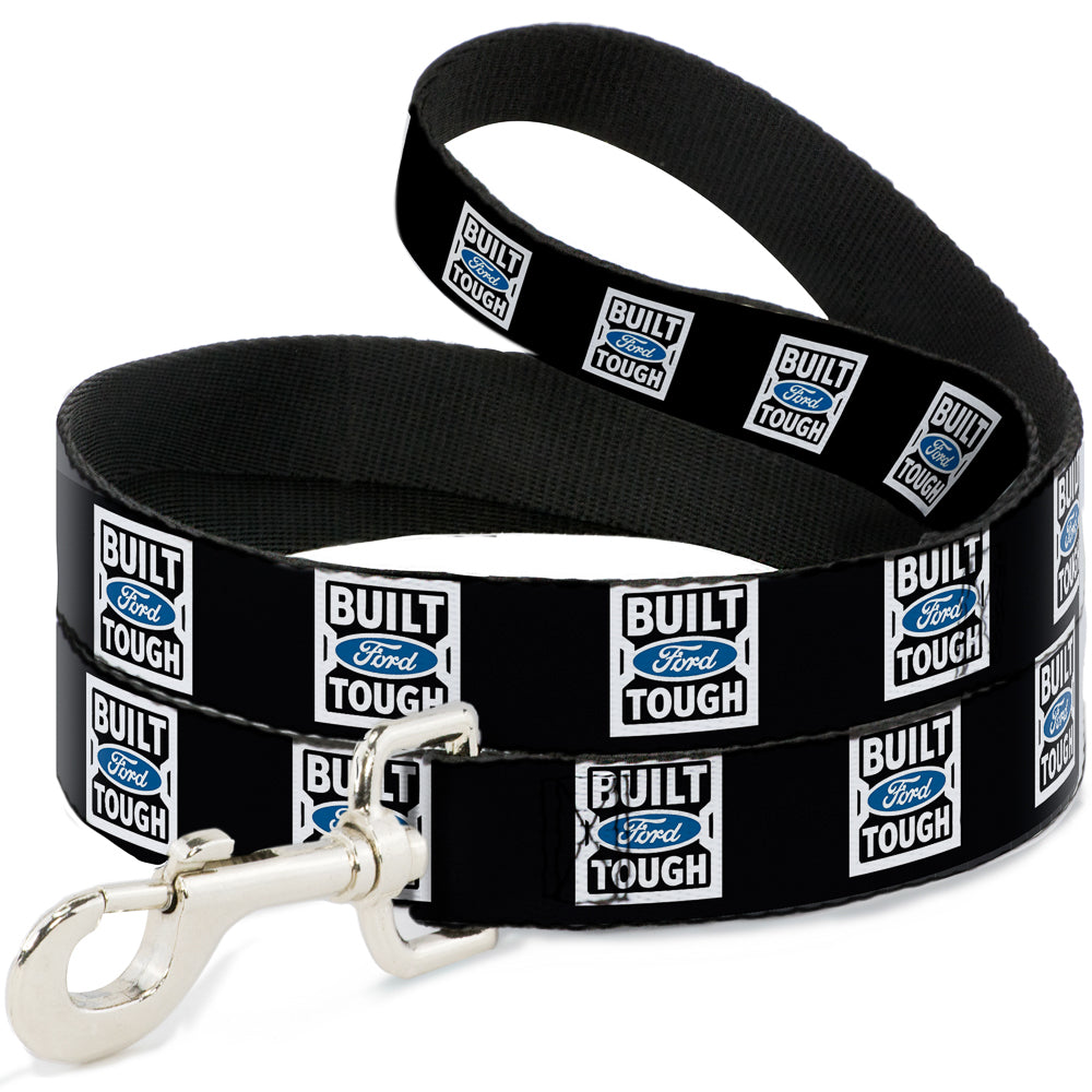 Dog Leash - BUILT FORD TOUGH Logo2 Black/White/Blue Dog Leashes Ford