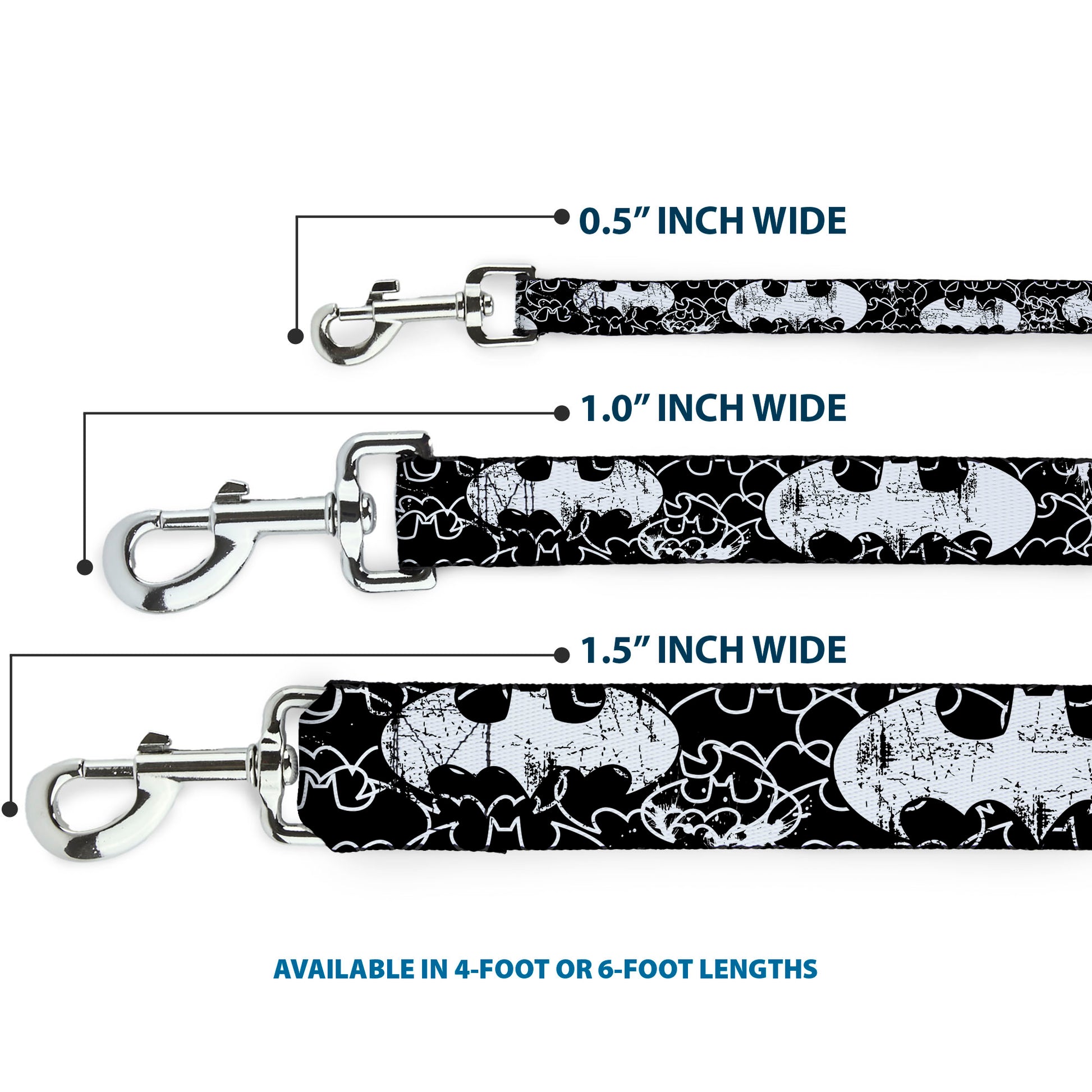 Dog Leash - Batman Outlines Black/White Dog Leashes DC Comics