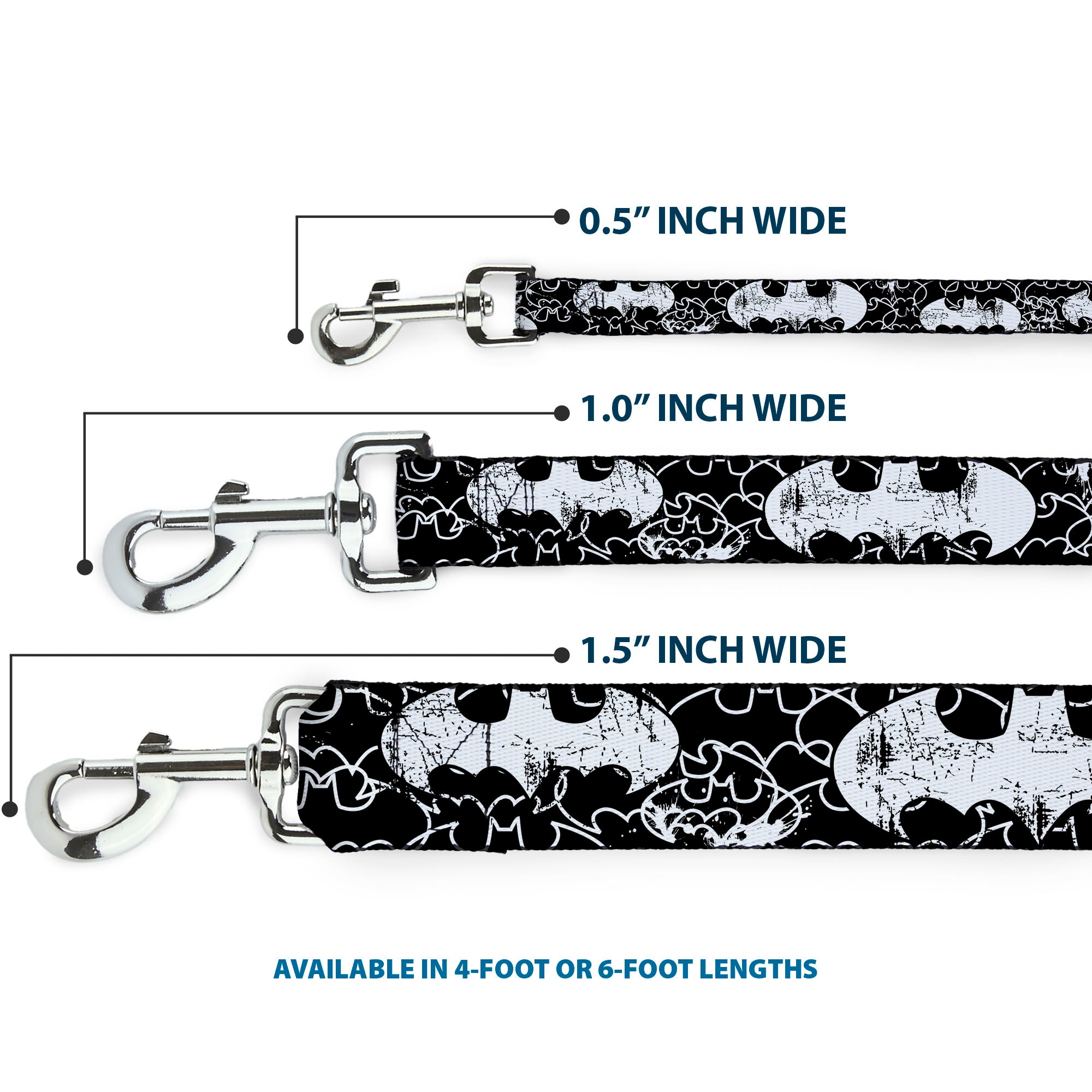 Dog Leash - Batman Outlines Black/White Dog Leashes DC Comics